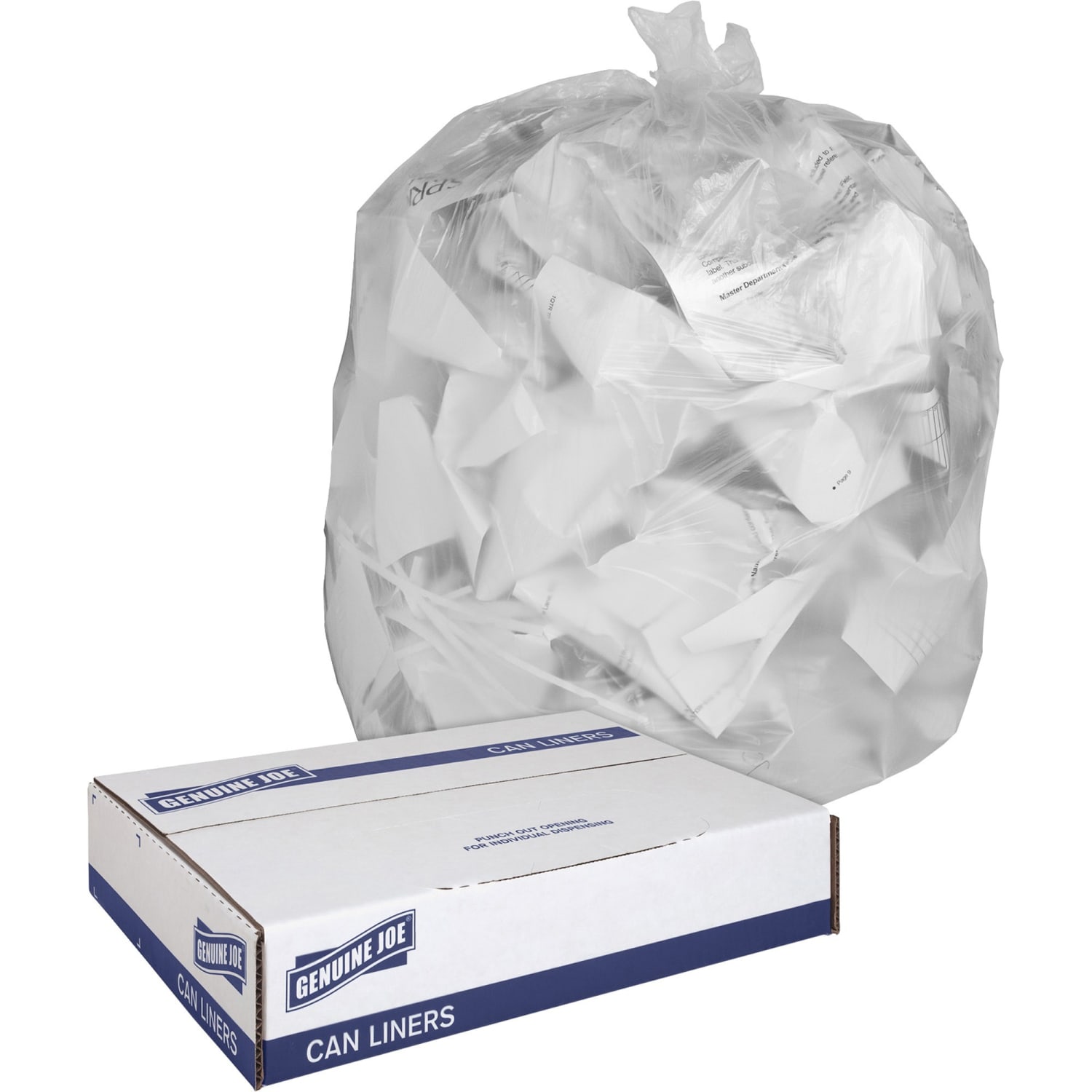 Genuine Joe Super Hexene Clear Trash Can Liners, 30 Gallons, 30in x 36in, Box Of 250 - Image 3