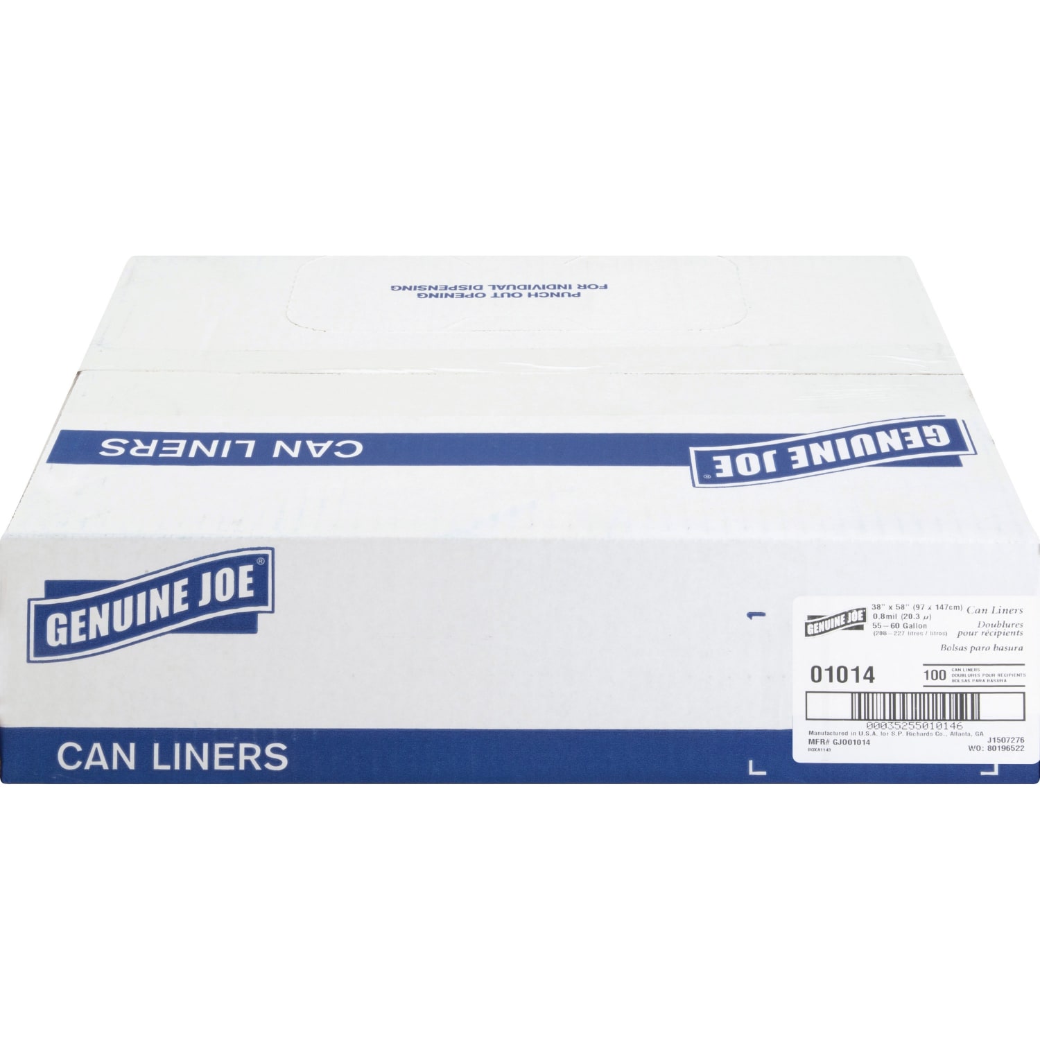 Genuine Joe 0.6 mil Trash Bags, 60 gal, 38inH x 58inW, Clear, 100 Bags - Image 4