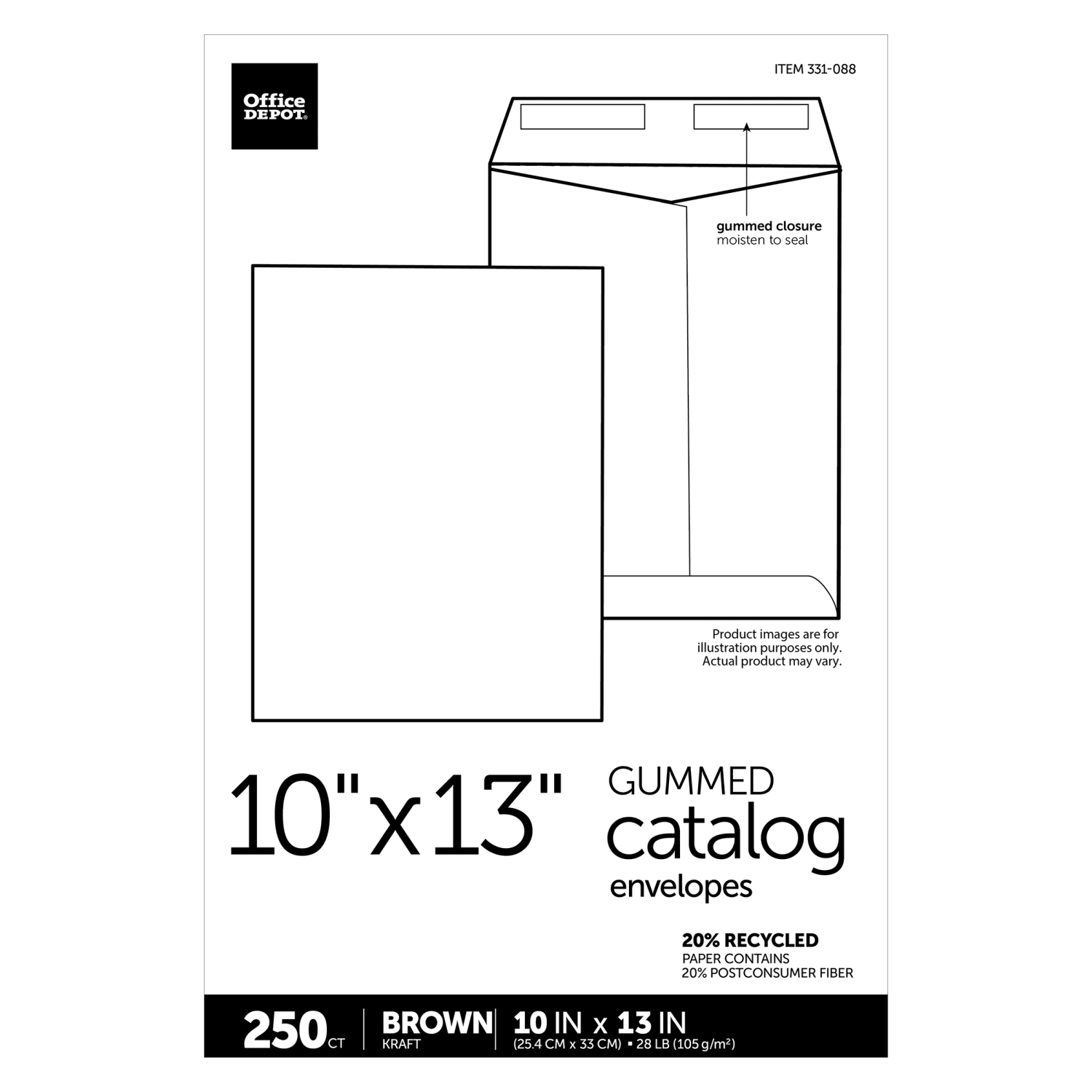 Office Depot Brand 10in x 13in Manila Catalog Envelopes, Gummed Seal, Brown Kraft, Box Of 250 - Image 5