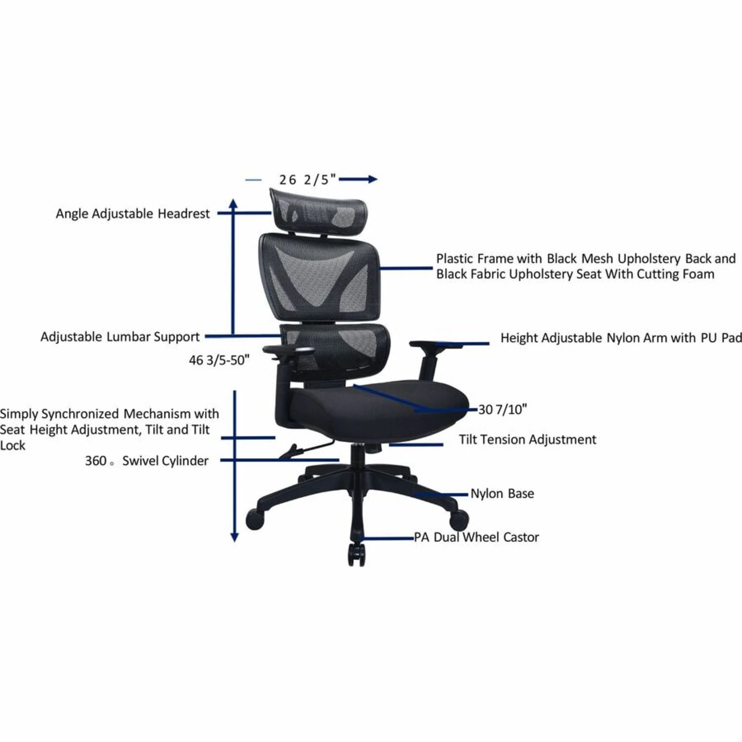 Lorell High-back Mesh Chair, 84397 - Image 6