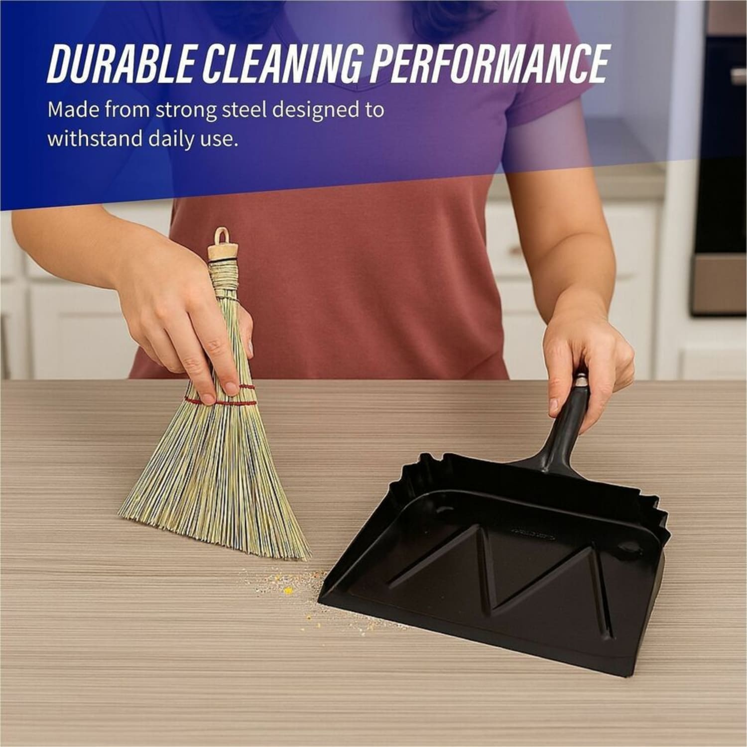 Genuine Joe Heavy-Duty Metal Dustpan - 16in Wide - Steel - Black - 1 Each - Image 5
