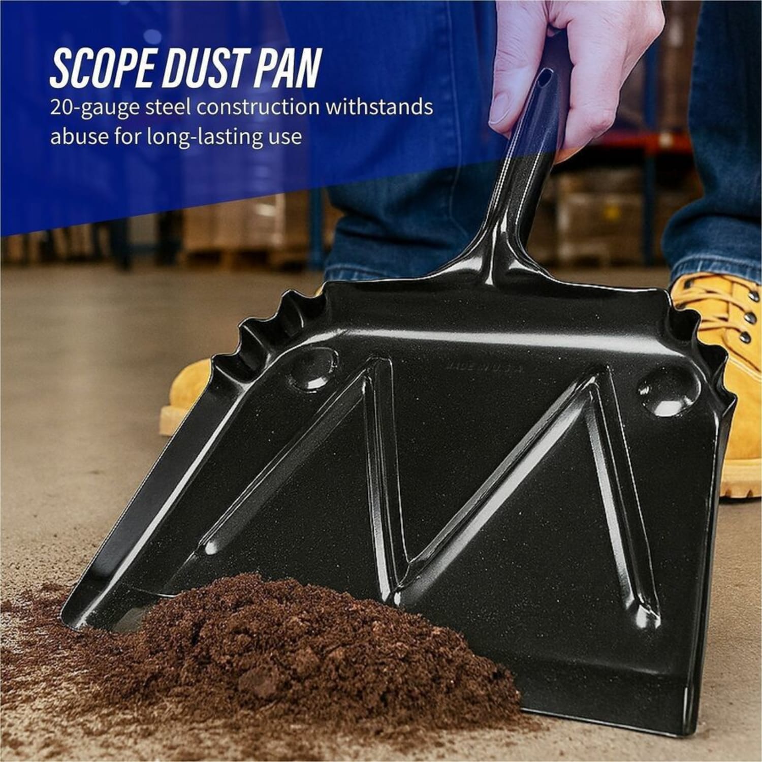 Genuine Joe Heavy-Duty Metal Dustpan - 16in Wide - Steel - Black - 1 Each - Image 6