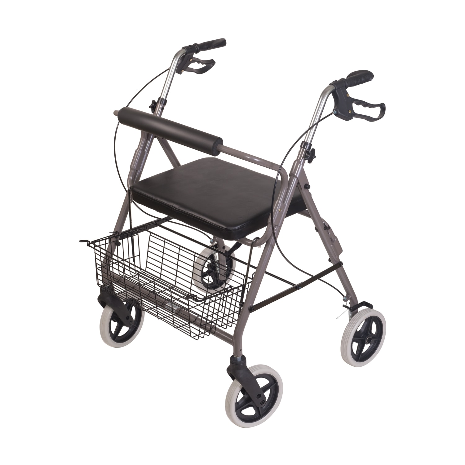 DMI Lightweight Extra-Wide Aluminum Folding Rollator With Seat, Titanium - Image 5