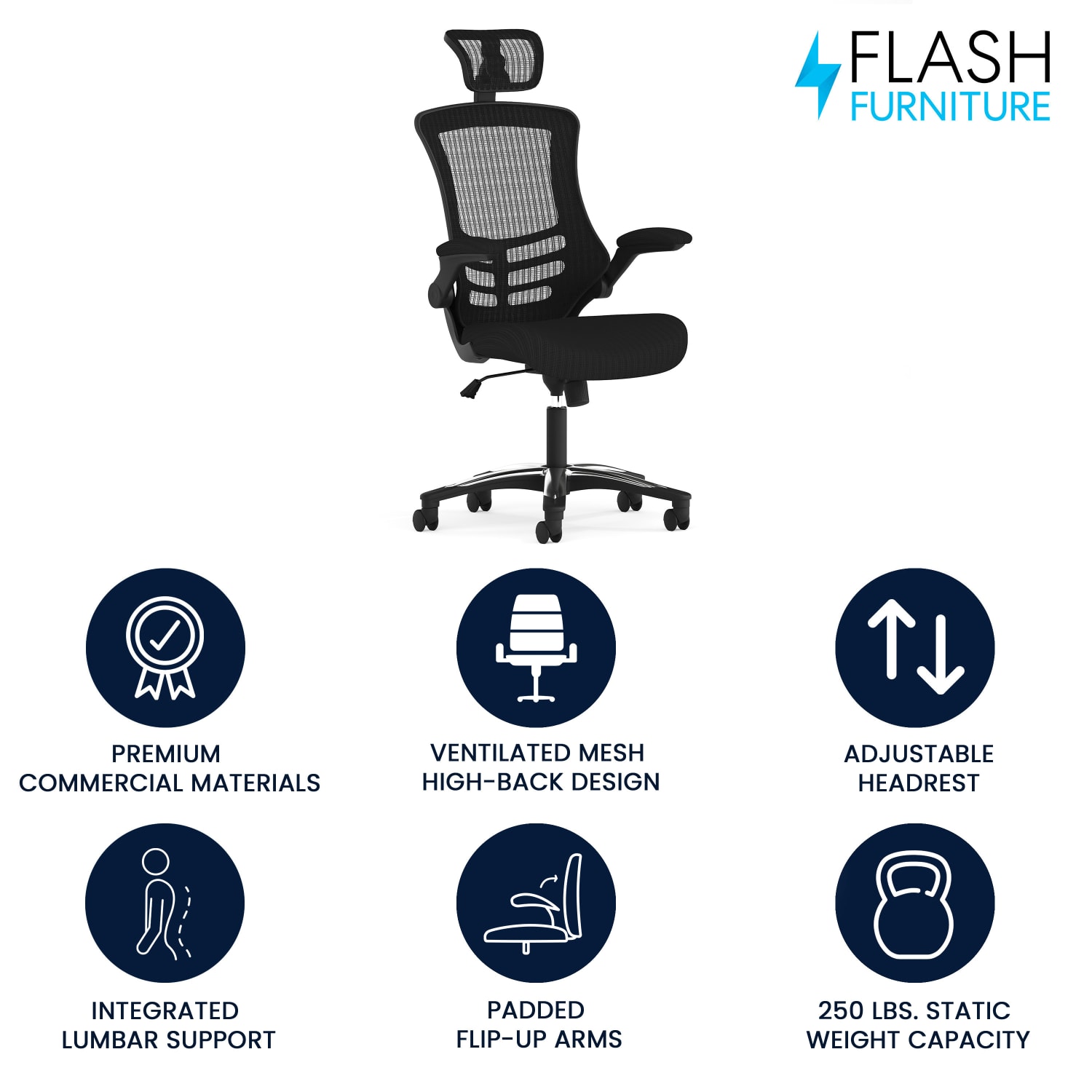 Flash Furniture Ergonomic Mesh High Back Executive Office Chair Black BLX5H PopularChairscom