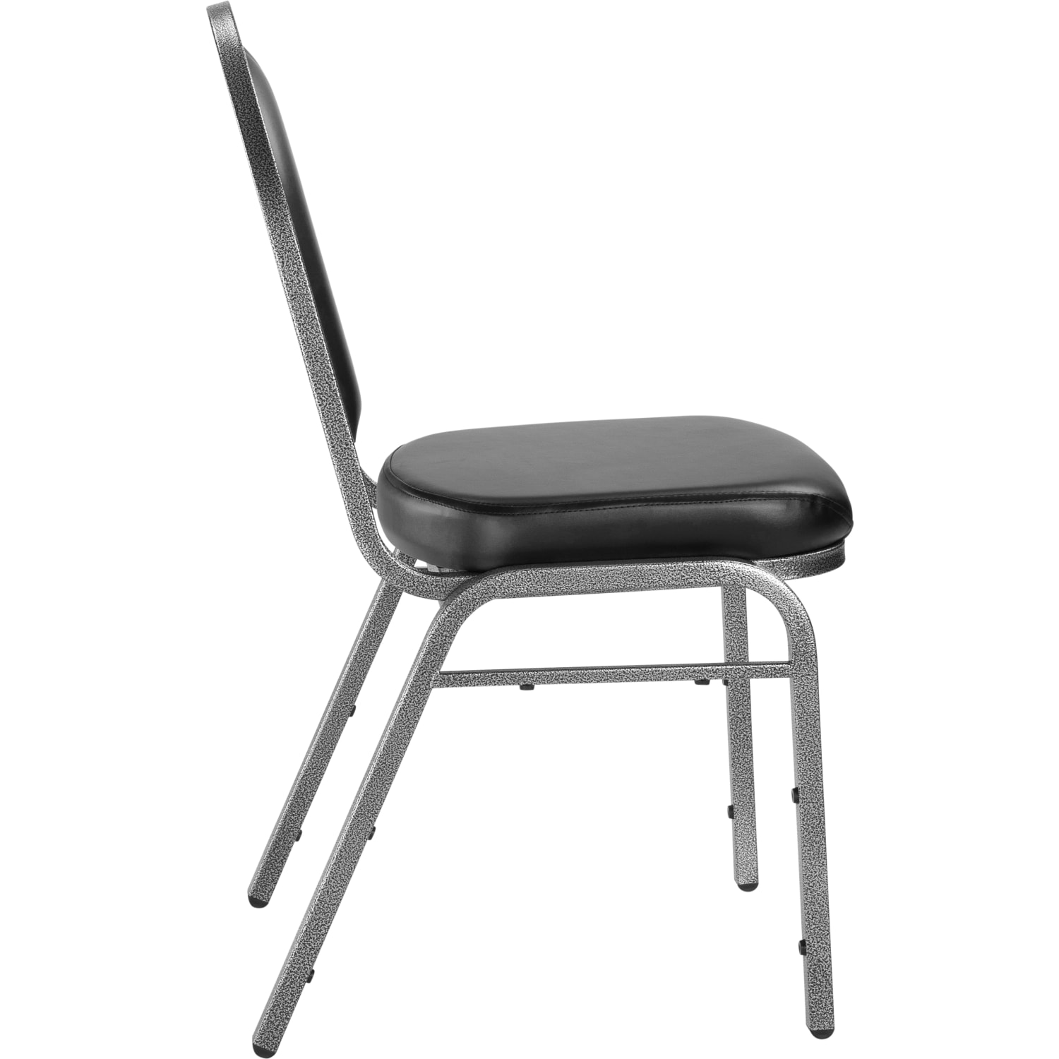 National Public Seating Dome-Back Stacking Banquet Chairs, Vinyl, Panther Black/Silvervein, Set Of 2 - Image 6