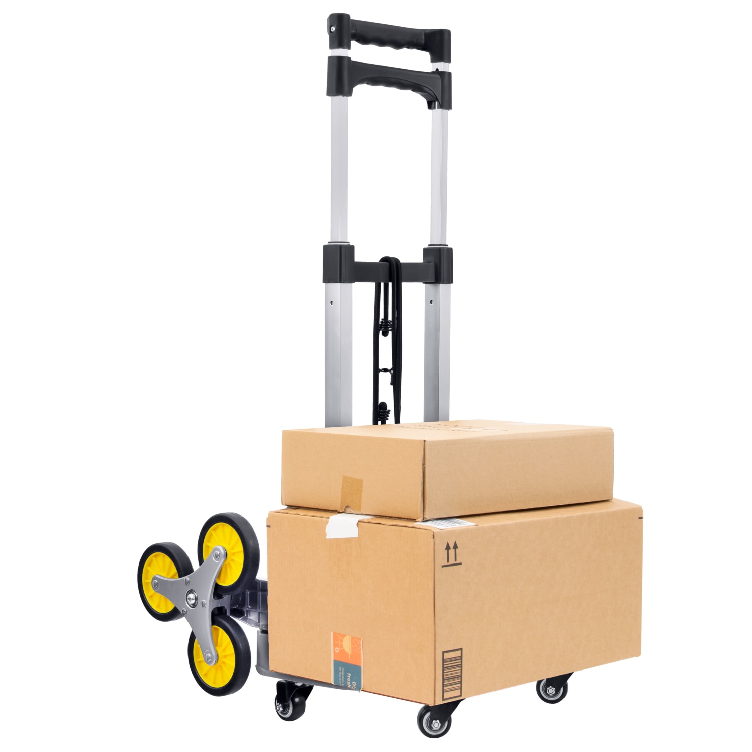Mount-It! Steel Tri-Wheel Stair Climber Hand Truck, 42inH x 15-1/4inW x 17inD, Silver/Yellow/Black - Image 4