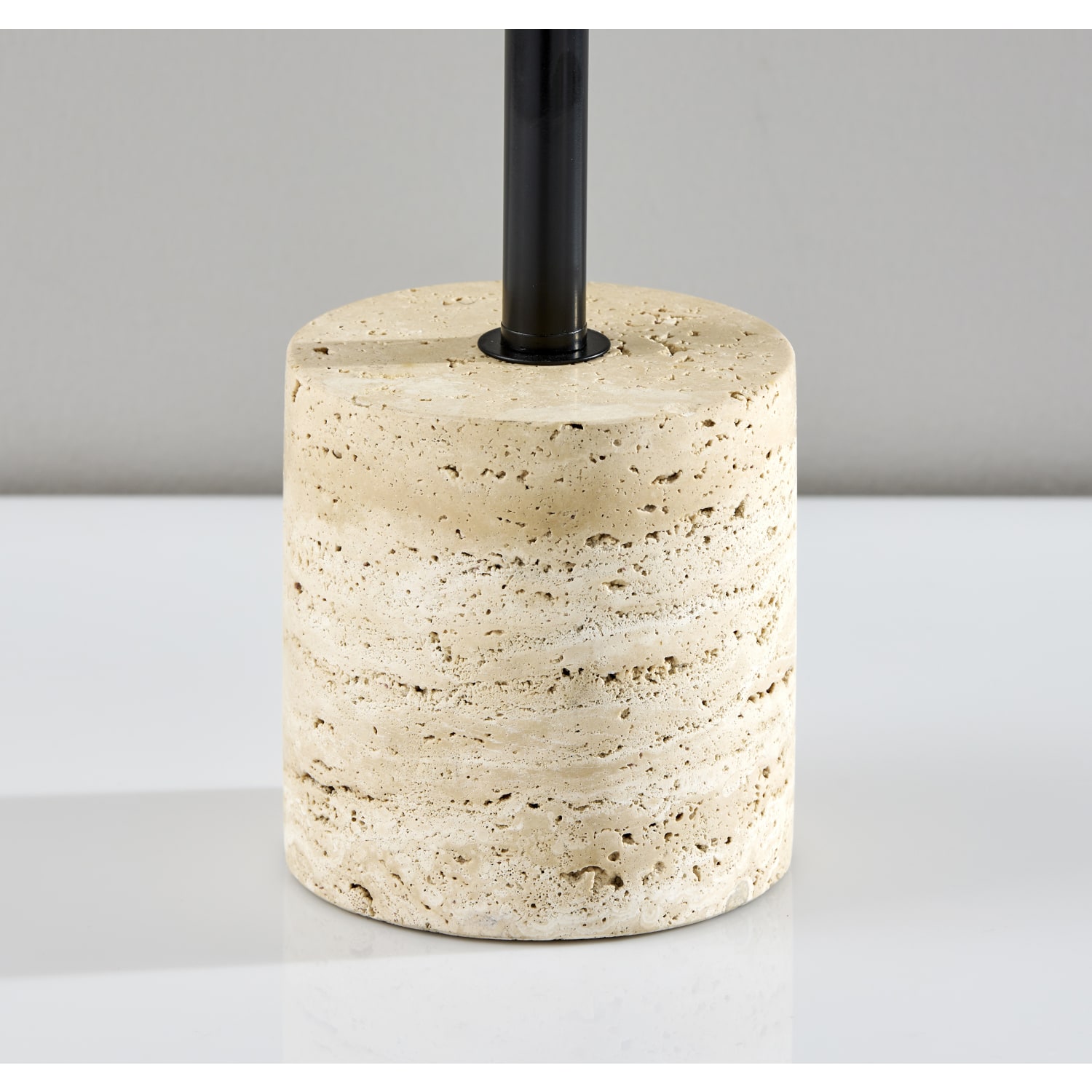 Adesso Gardner Table Lamp, 24-1/2inH, Black Shade/Travertine Base - Image 3