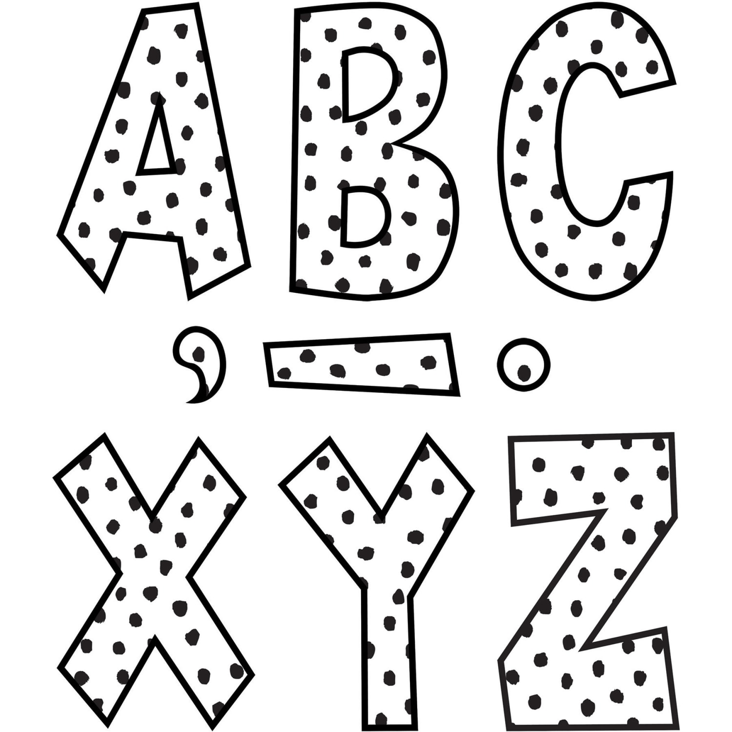 Teacher Created Resources 7in Letters, Black Painted Dots On White Fun Font, 120 Letters Per Pack, Set Of 3 Packs - Image 3