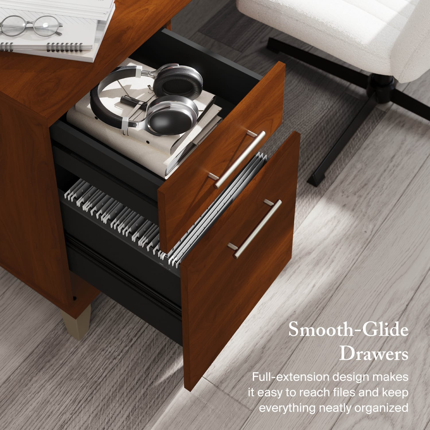 Bush Furniture Somerset 3 Position Sit to Stand L Shaped Desk, 72inW, Hansen Cherry, Standard Delivery - Image 5