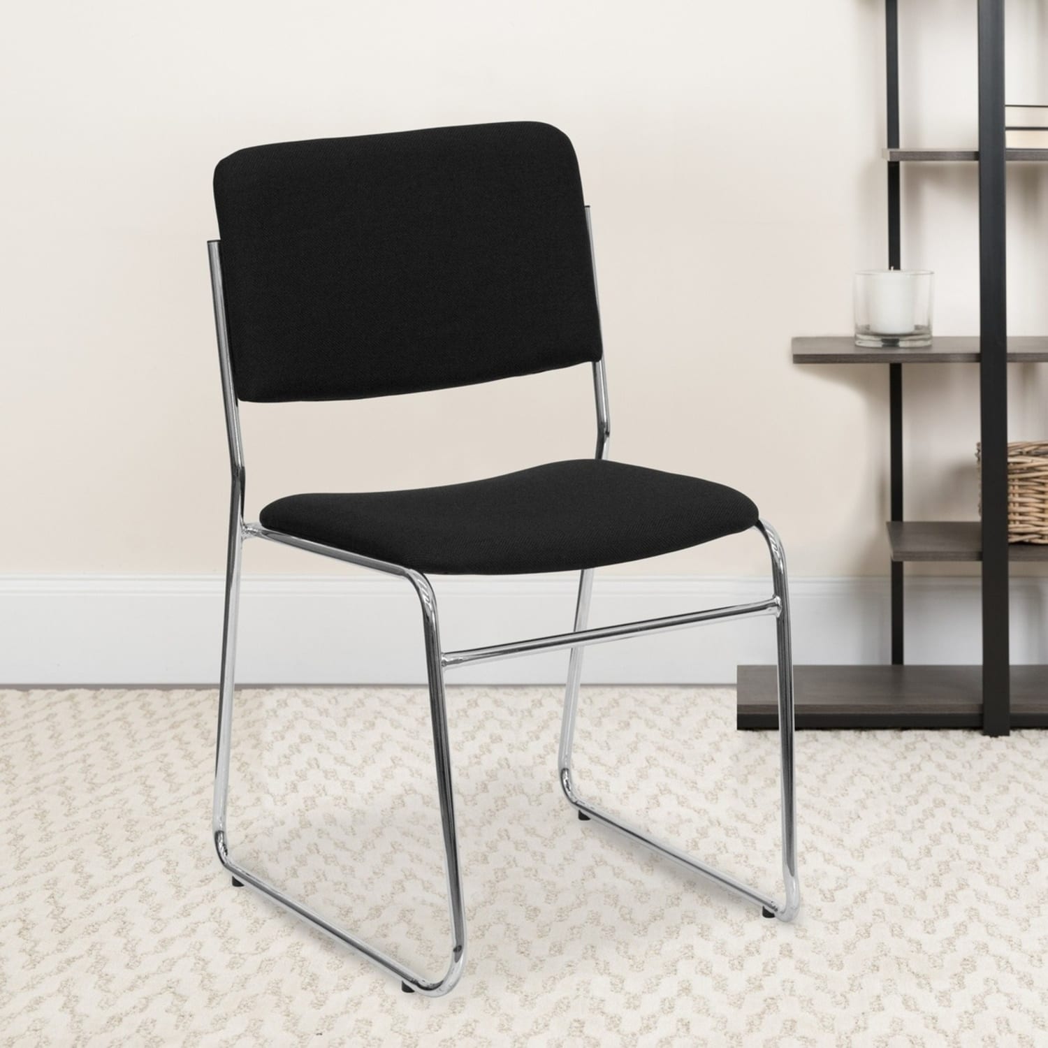 Flash Furniture HERCULES Series High Density Stacking Chair With Sled Base BlackChrome PopularChairscom