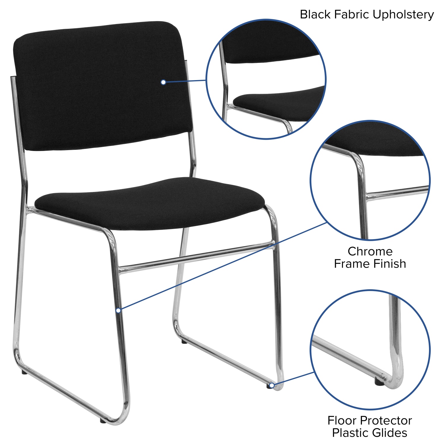 Flash Furniture HERCULES Series High Density Stacking Chair With Sled Base BlackChrome PopularChairscom