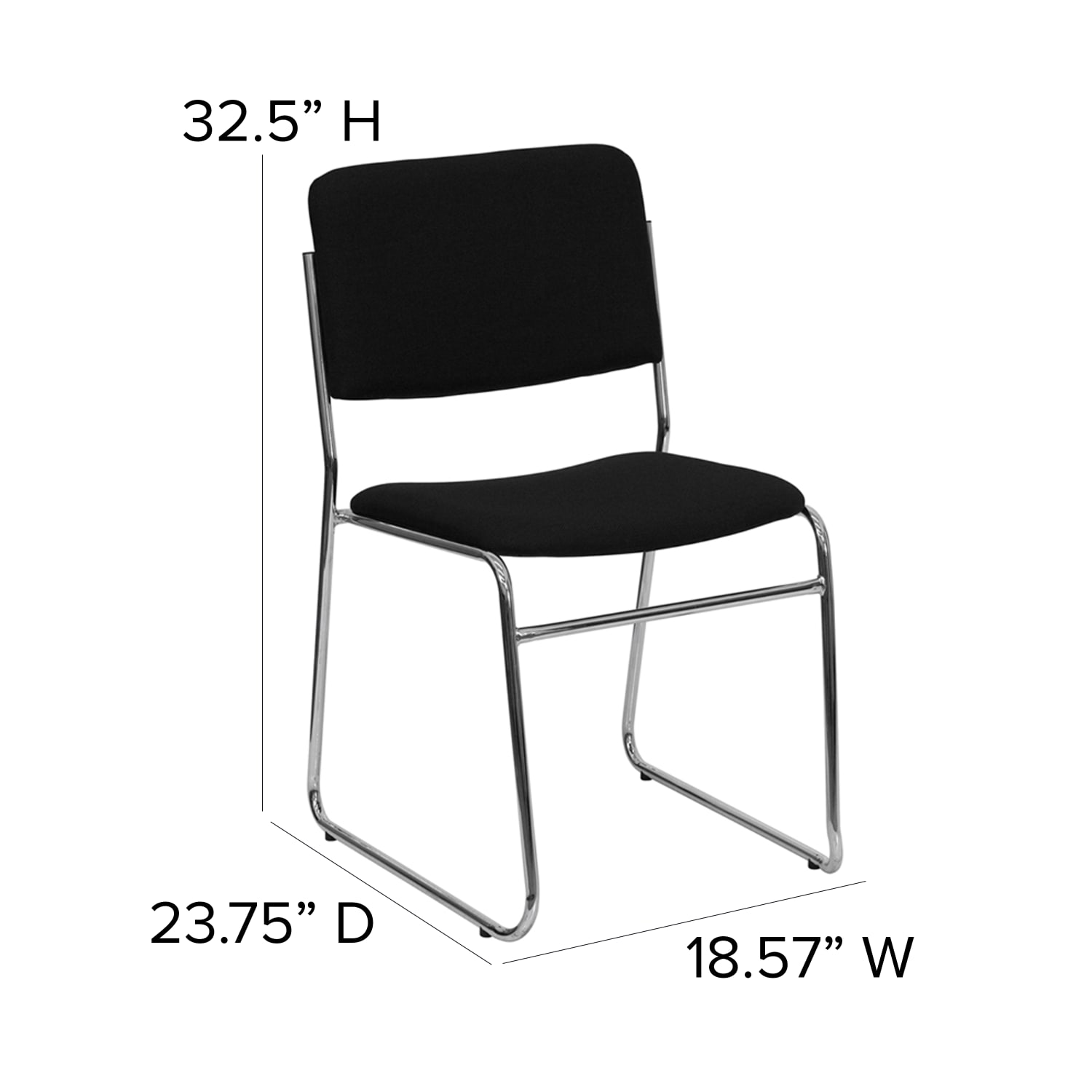 Flash Furniture HERCULES Series High Density Stacking Chair With Sled Base BlackChrome PopularChairscom