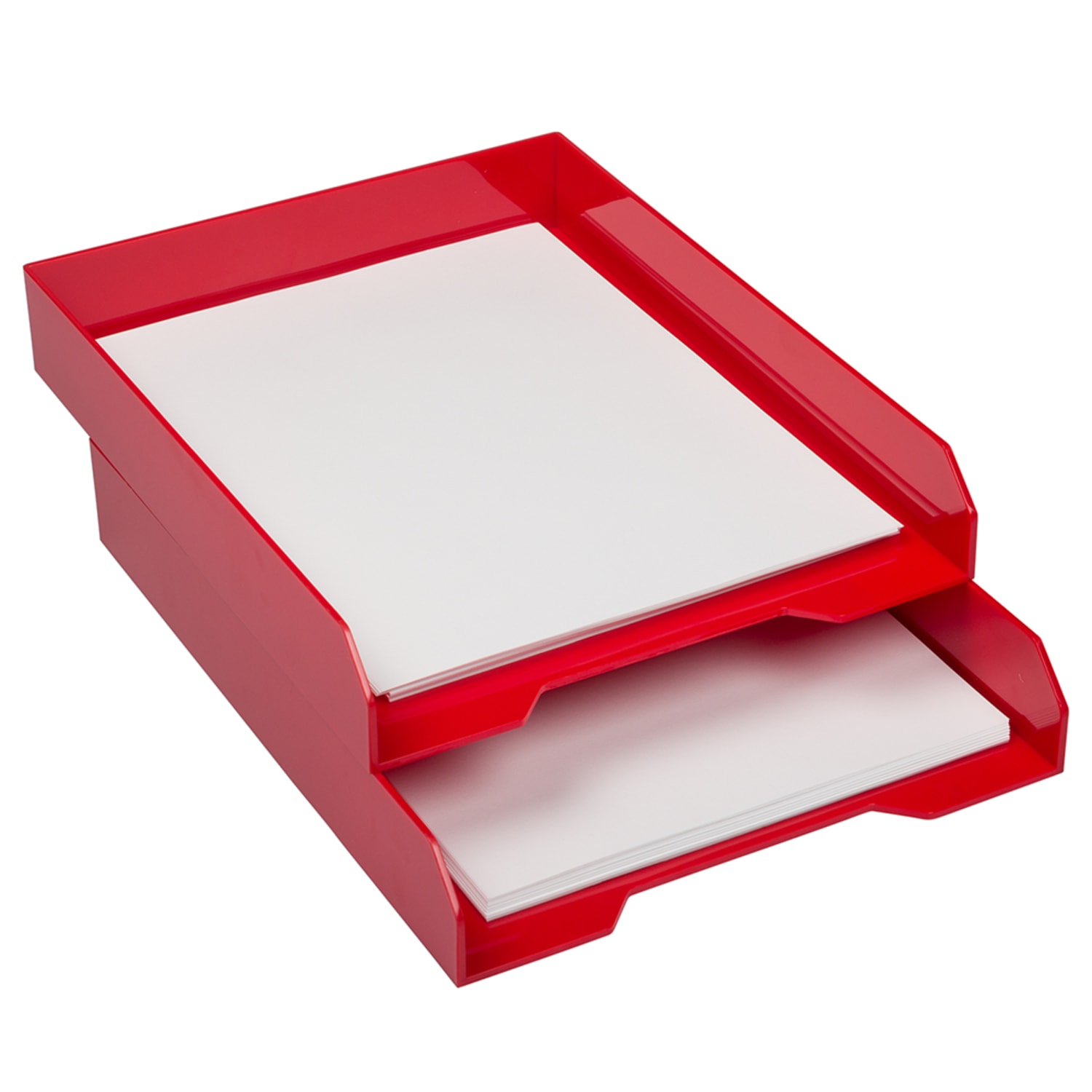 JAM Paper Stackable Paper Trays, 2inH x 9-3/4inW x 12-1/2inD, Red, Pack Of 2 Trays - Image 4