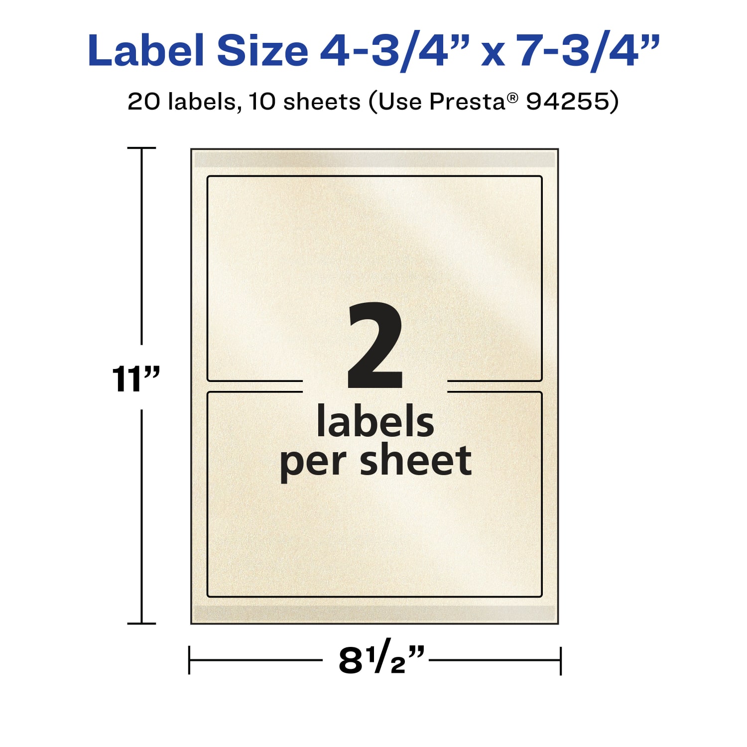 Avery Pearlized Permanent Labels With Sure Feed, 94255-PIP10, Rectangle, 4-3/4in x 7-3/4in, Ivory, Pack Of 20 Labels - Image 6