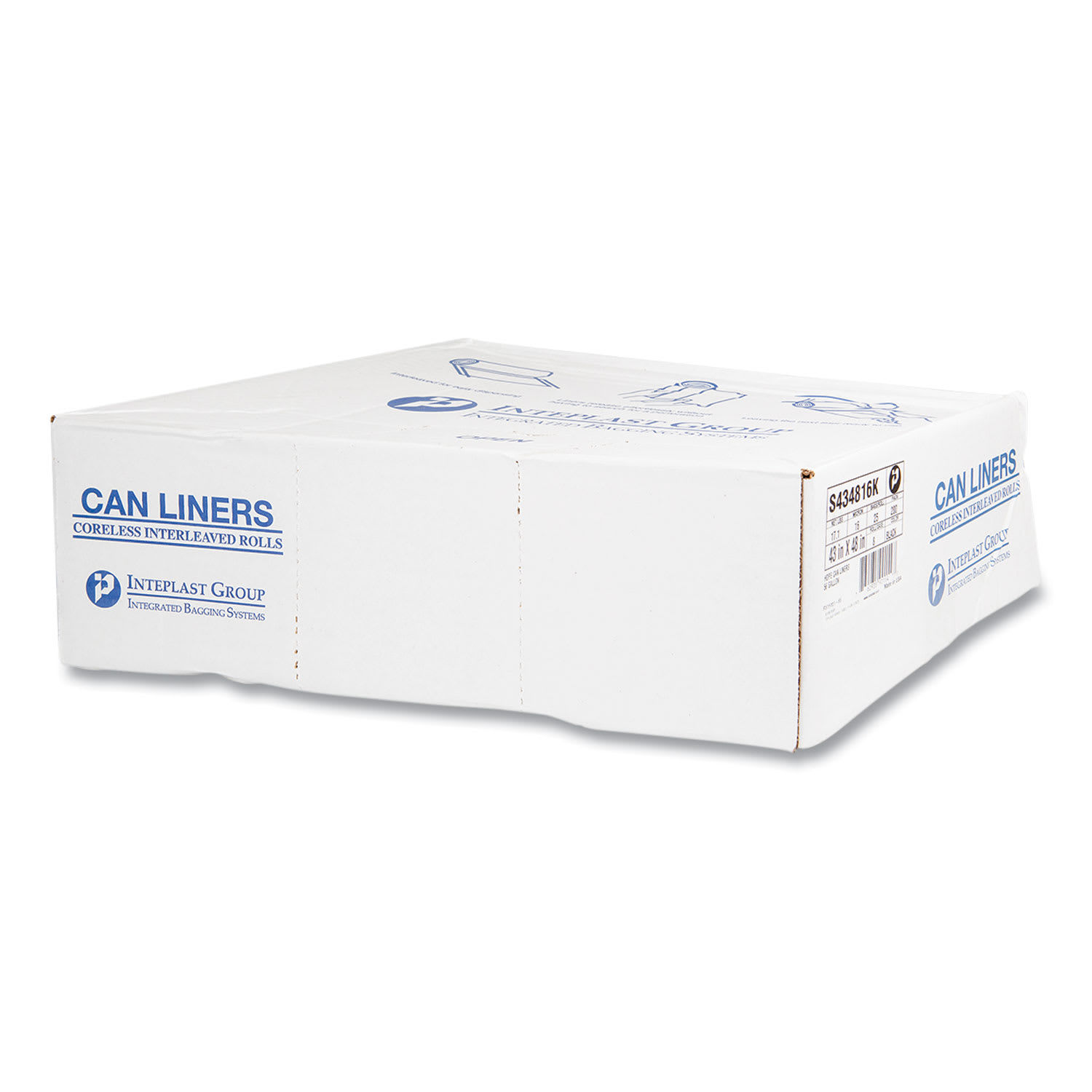 Inteplast Group High-Density Commercial Can Liners, 56 gal, 16 mic, 43in x 48in, Black, Interleaved Roll, 25 Bags/Roll, 8 Rolls/Carton - Image 4