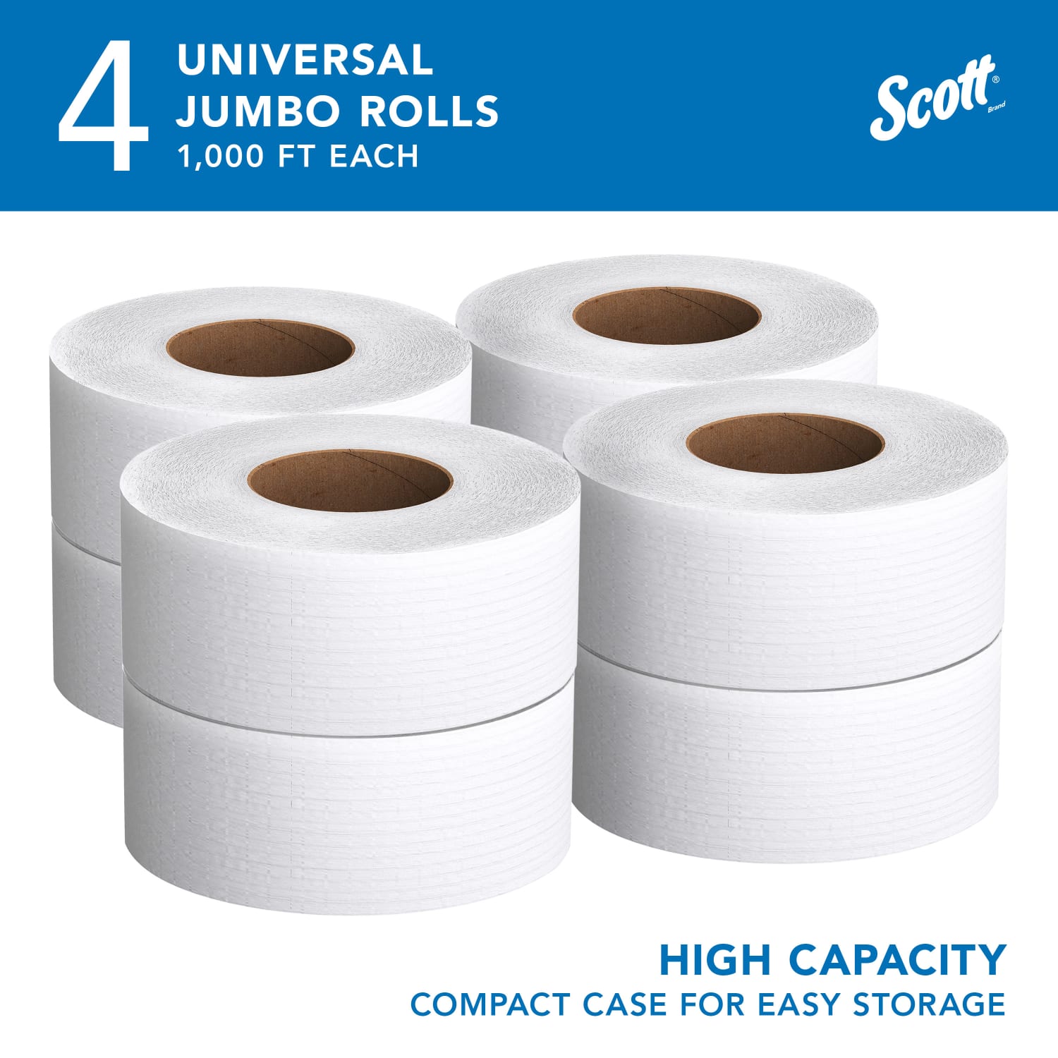 Scott Jumbo Jr 2-Ply Toilet Paper, 25% Recycled, 1000 Sheets Per Roll, Pack Of 4 Rolls - Image 3