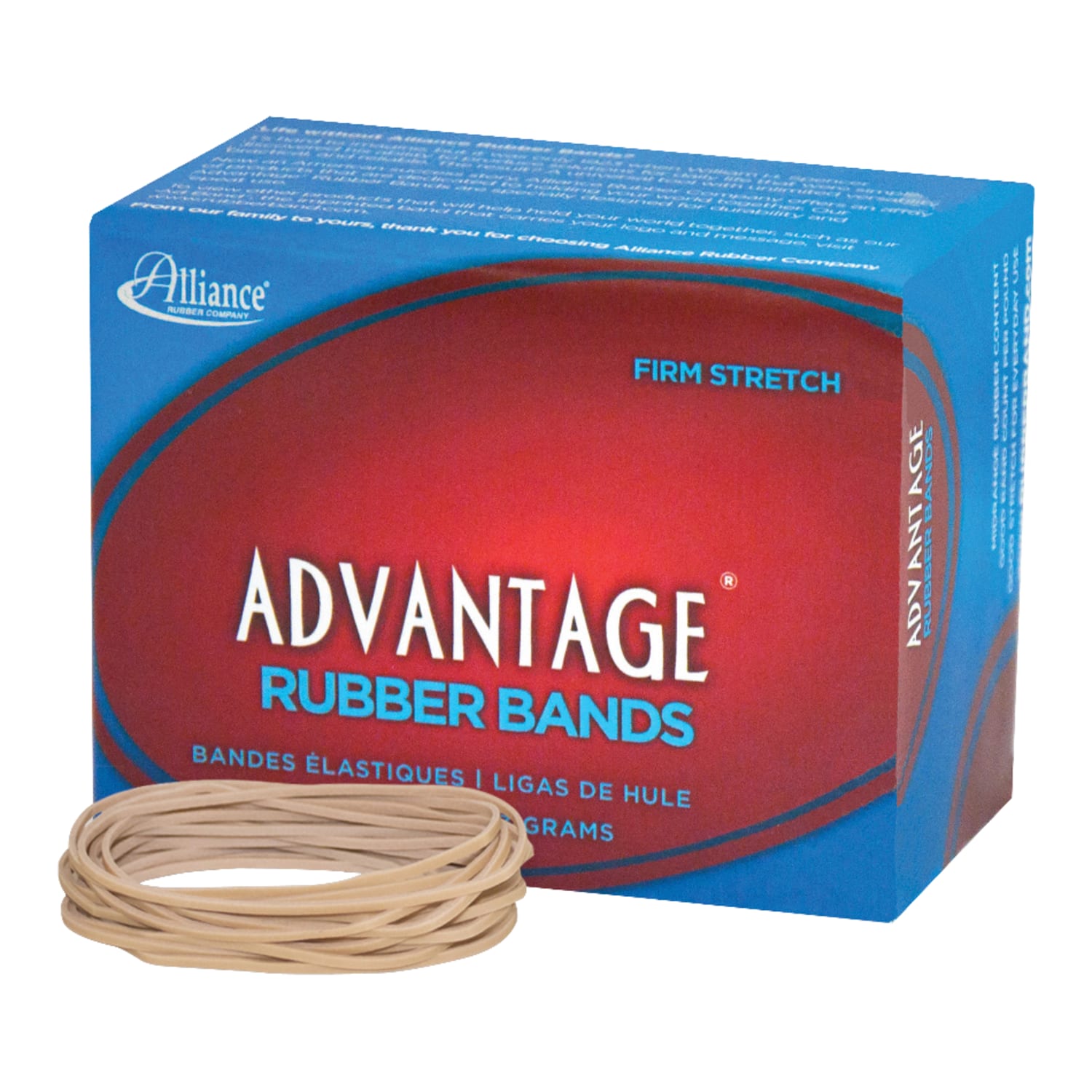 Alliance Rubber Advantage Rubber Bands, Size 19, 3 1/2in x 1/16in, Natural, 1/4-Lb Box
