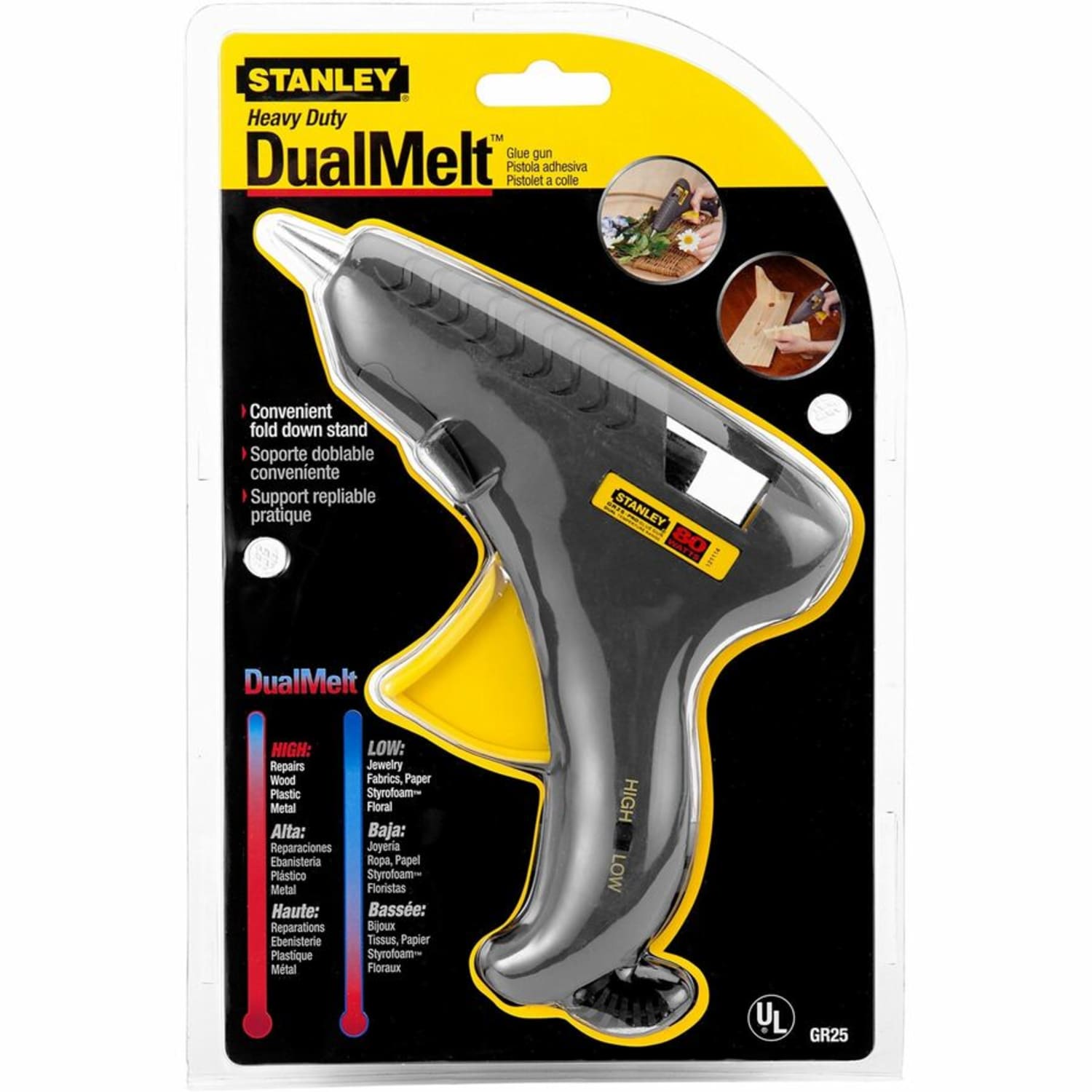 Stanley Bostitch Glueshot Dual-Melt Glue Gun, 7inH x 1/4inW x 10 3/4inD, Gray/Yellow - Image 4
