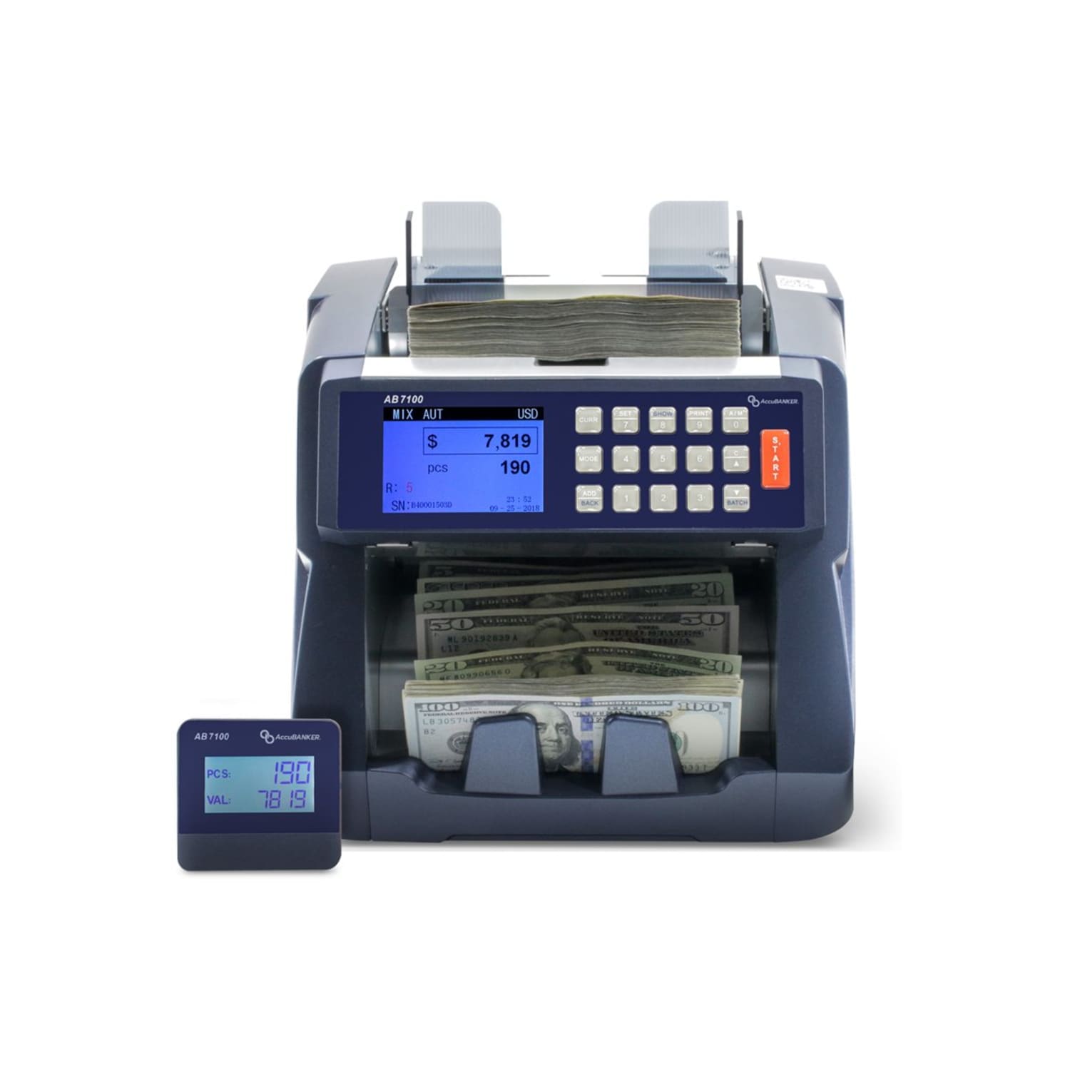 AccuBanker AB7100 Enterprise Mixed Bill Value Counter, 11-7/16inH x 10-5/8inW x 9-1/8inD - Image 3