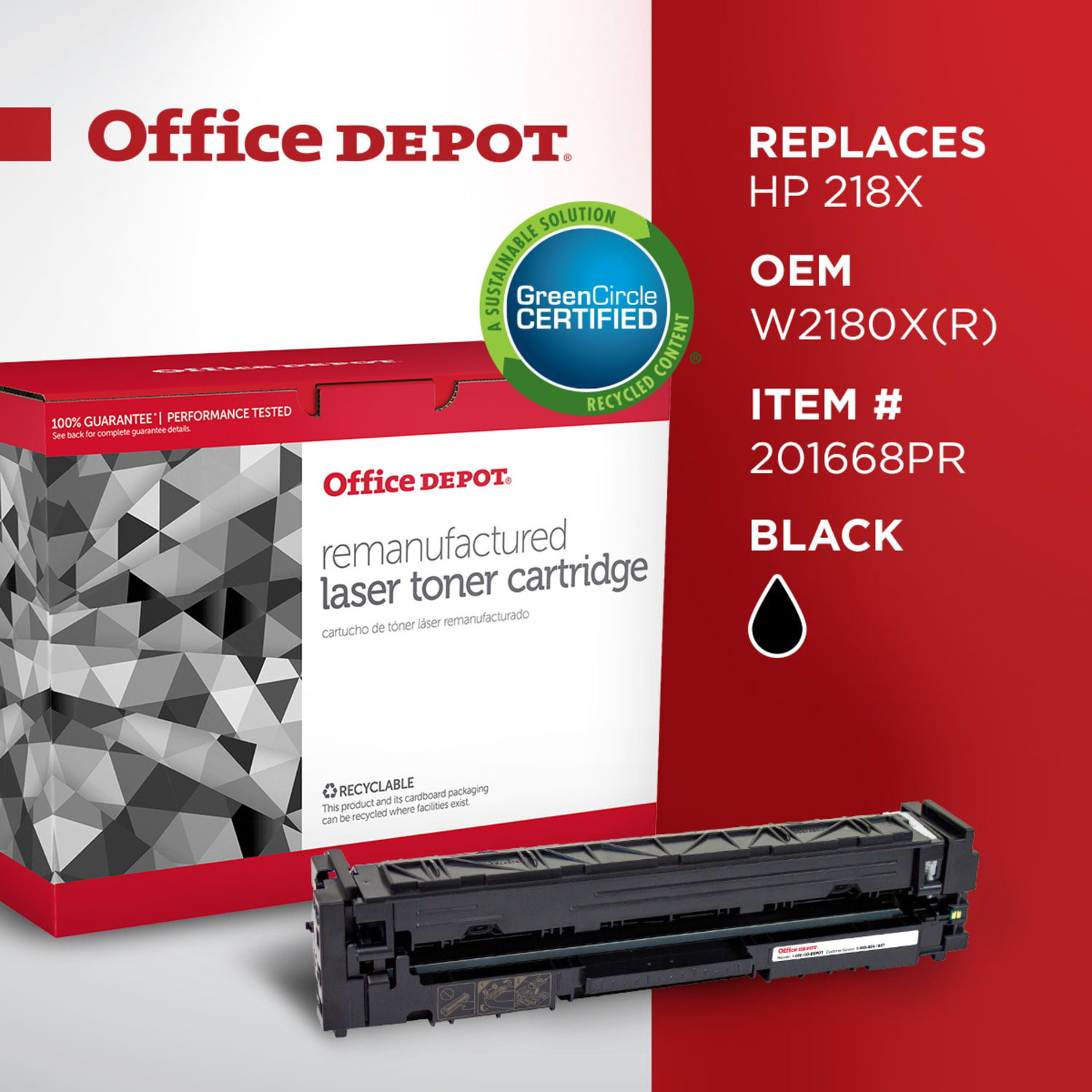 Office Depot Brand 201668PR Remanufactured Black High Yield Toner Cartridge Replacement for HP 218X - Image 3