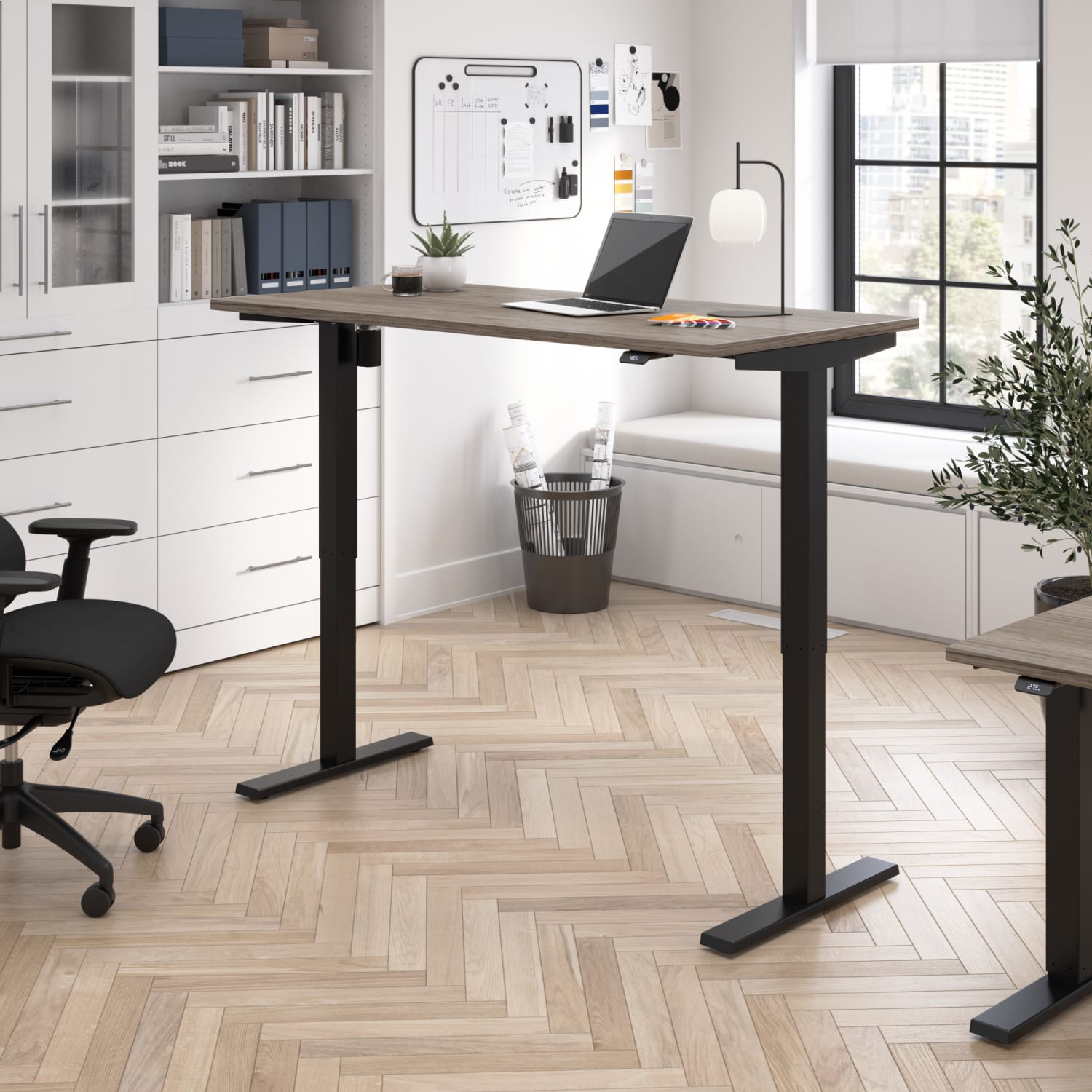 Bush Business Furniture Move 40 Series Electric 60inW x 30inD Electric Height-Adjustable Standing Desk, Modern Hickory/Black, Standard Delivery - Image 3