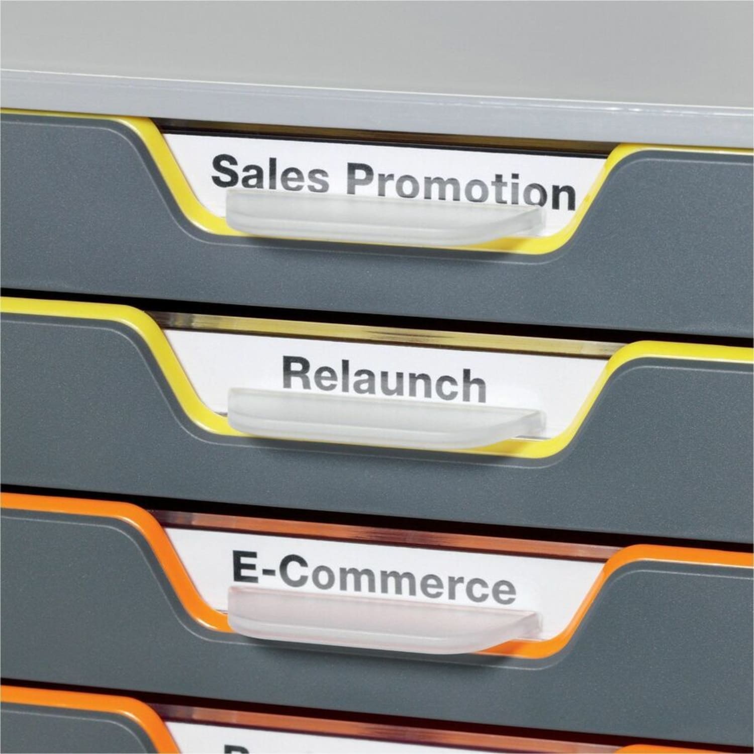 DURABLE VARICOLOR Desktop 10 Drawer Organizer - 11in W x 11-3/8in H x 14in D - 10 Drawers - Color Labeled Tabs - Charcoal - Image 5