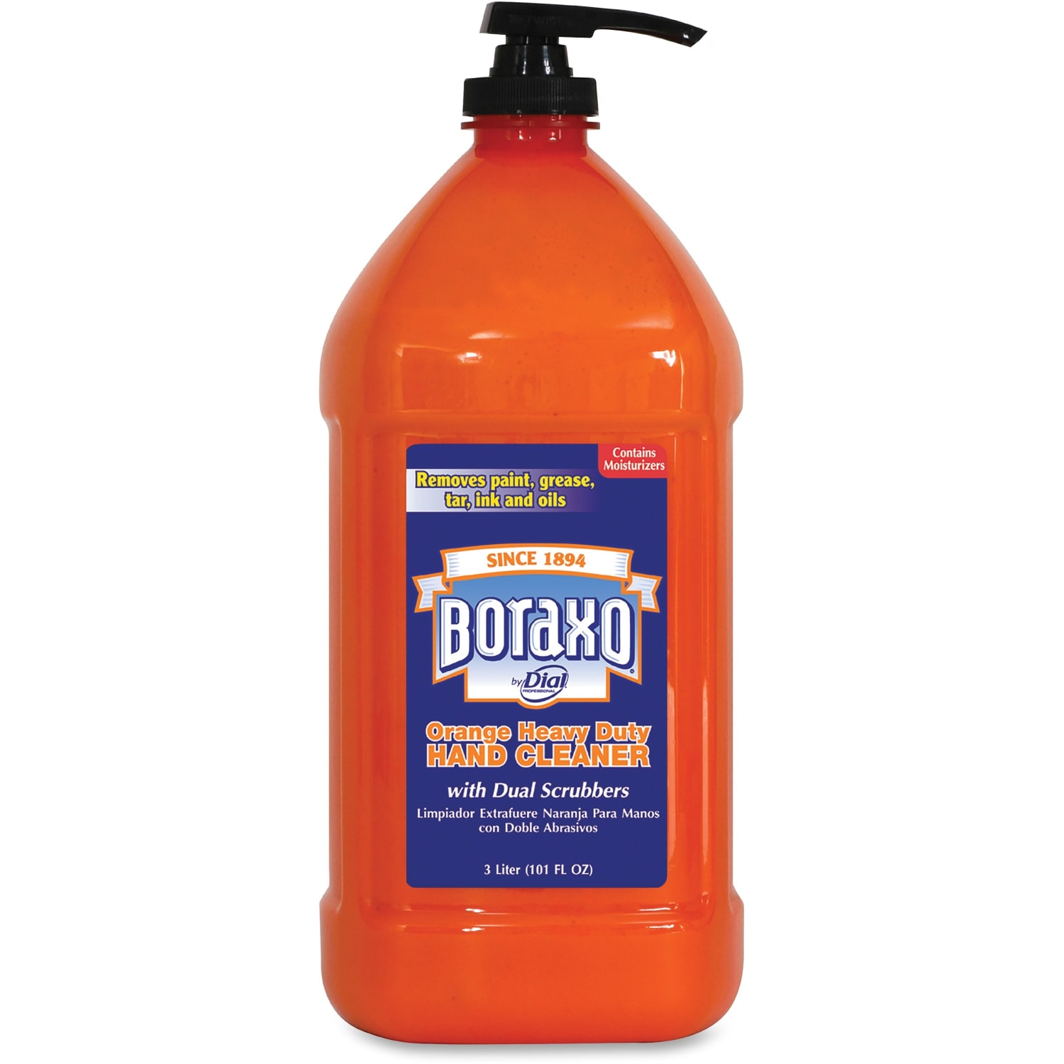Dial Boraxo Orange Heavy Duty Hand Cleaner - 101.4 fl oz (3 L) - Pump Bottle Dispenser - Grease Remover, Grime Remover, Ink Remover, Tar Remover