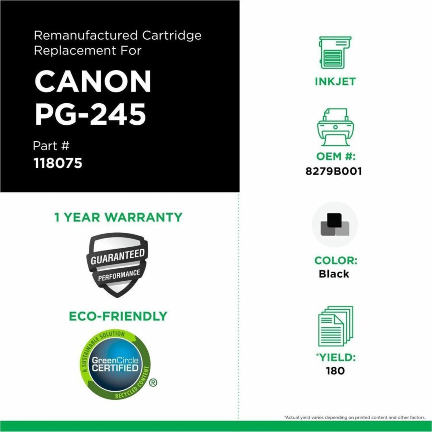 Office Depot Brand 118075 Remanufactured Black Standard Yield Ink Cartridge Replacement for Canon PG-245 - Image 4