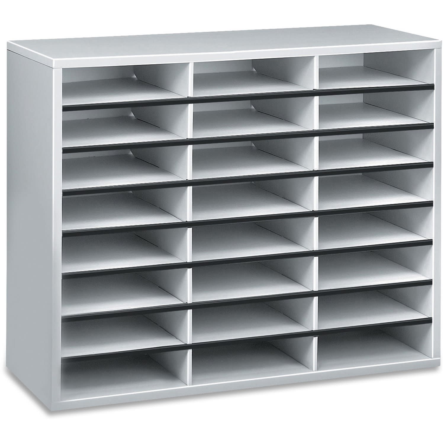 Fellowes Literature Organizer, 24 Compartments, 23 7/16inH x 29 7/16inW x 11 7/8inD, Dove Gray - Image 5
