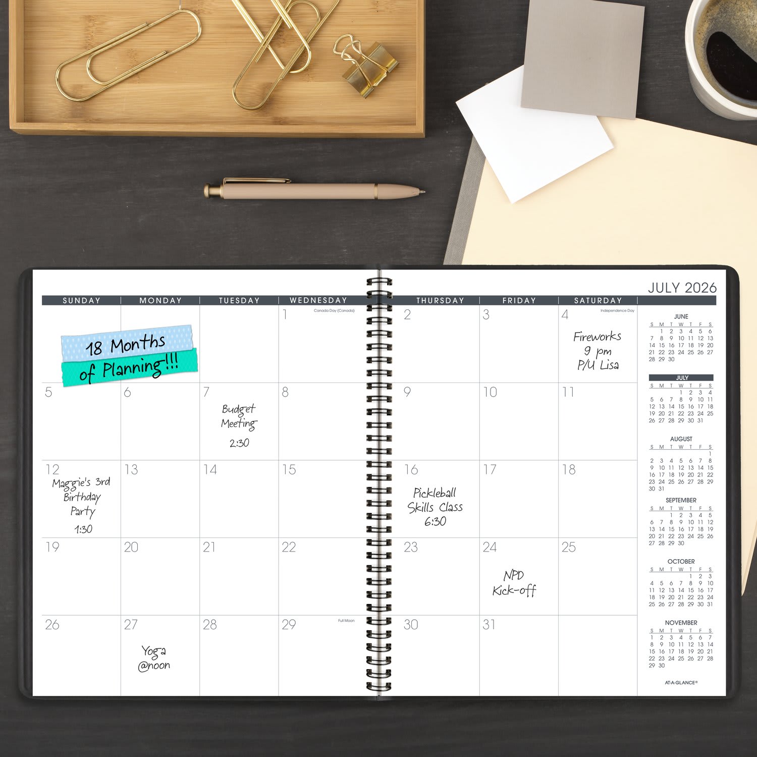 AT-A-GLANCE Academic 2026-2027 18-Month Monthly Planner, Black, Large, 9in x 11in - Image 3