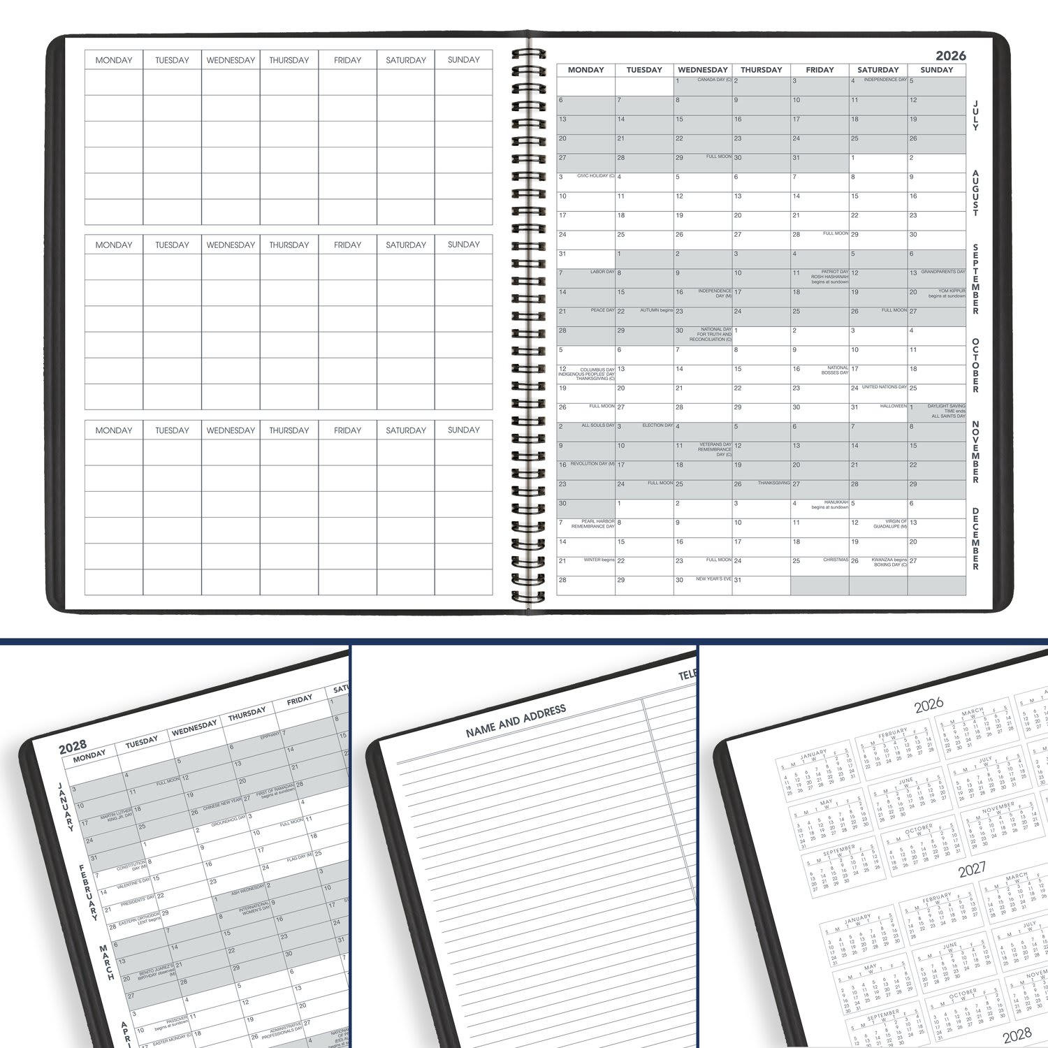 AT-A-GLANCE Academic 2026-2027 18-Month Monthly Planner, Black, Large, 9in x 11in - Image 6