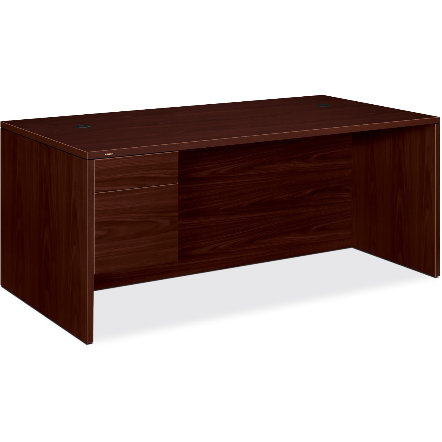 HON 10500 72inW Single-Pedestal Computer Desk With Pedestal On Left/Right Return, Mahogany - Image 4