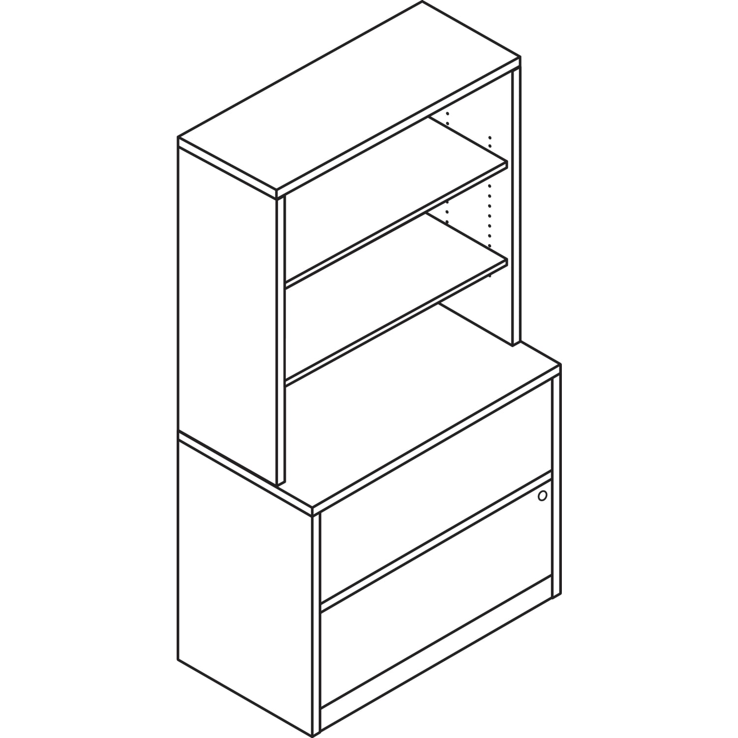 HON 10500 36inW x 20inD Lateral 2-Drawer File Cabinet, Mahogany - Image 3