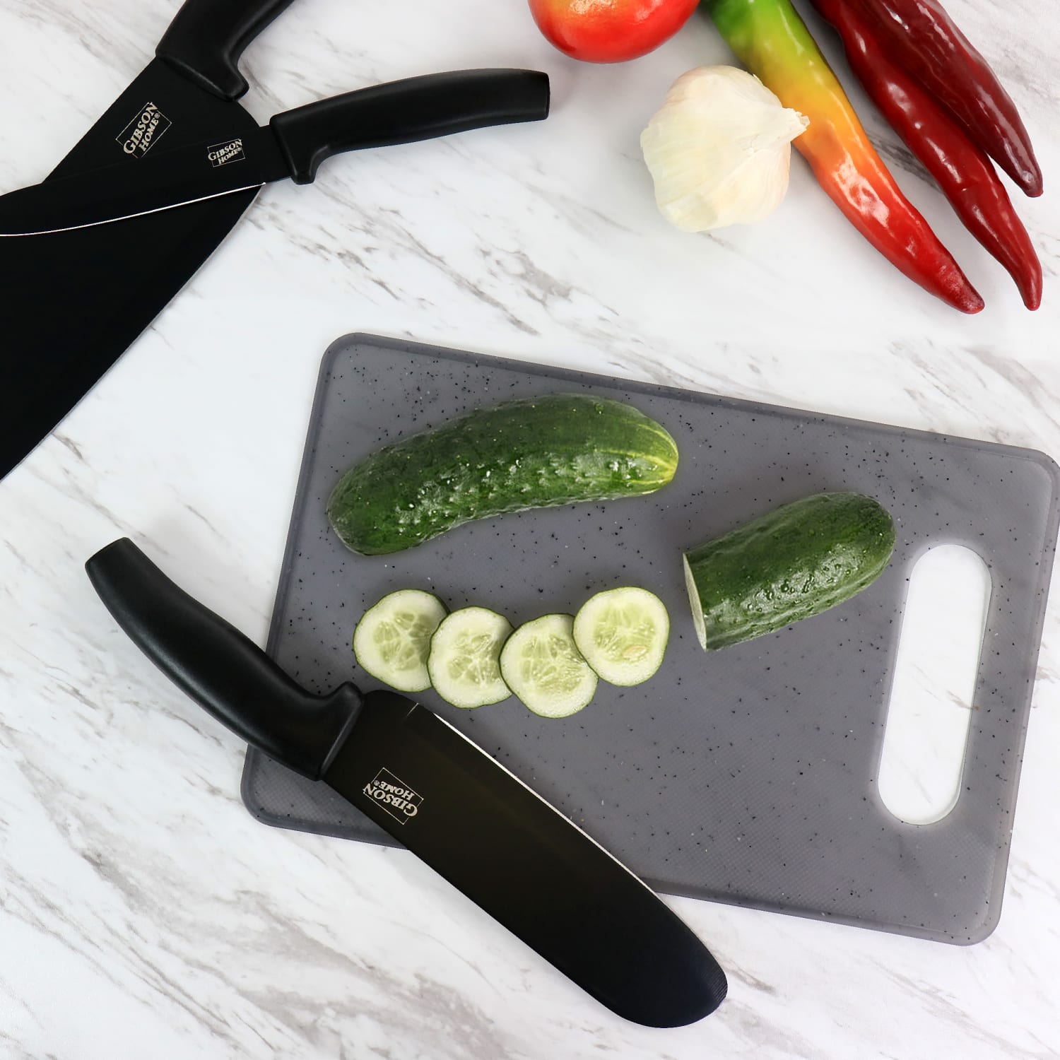 Gibson Home Edge Craft Cutlery Set With Cutting Board, Black - Image 4