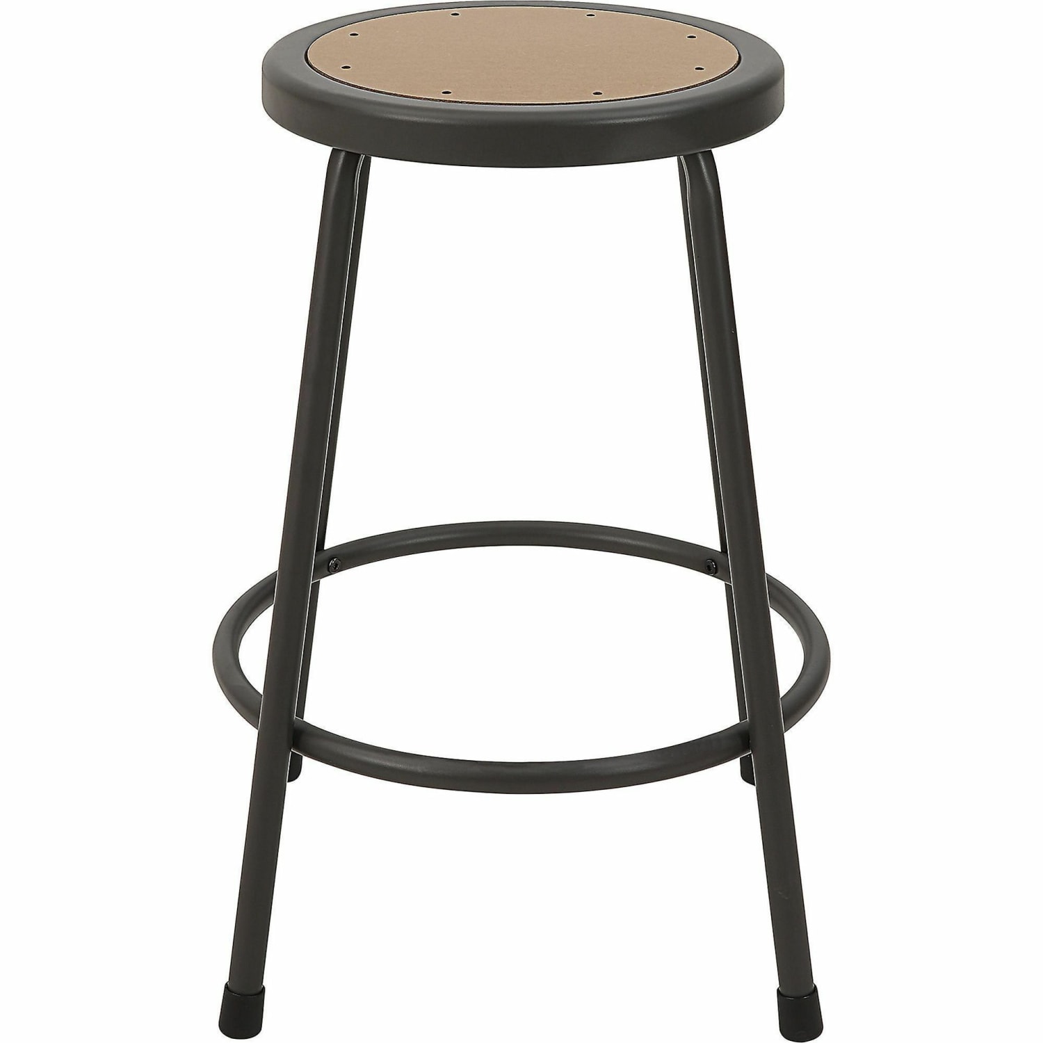 Lorell Metal Shop Stool - Wood, Medium Density Fiber (MDF) Seat Material - Light Gray - Metal - 1 Each - Image 3