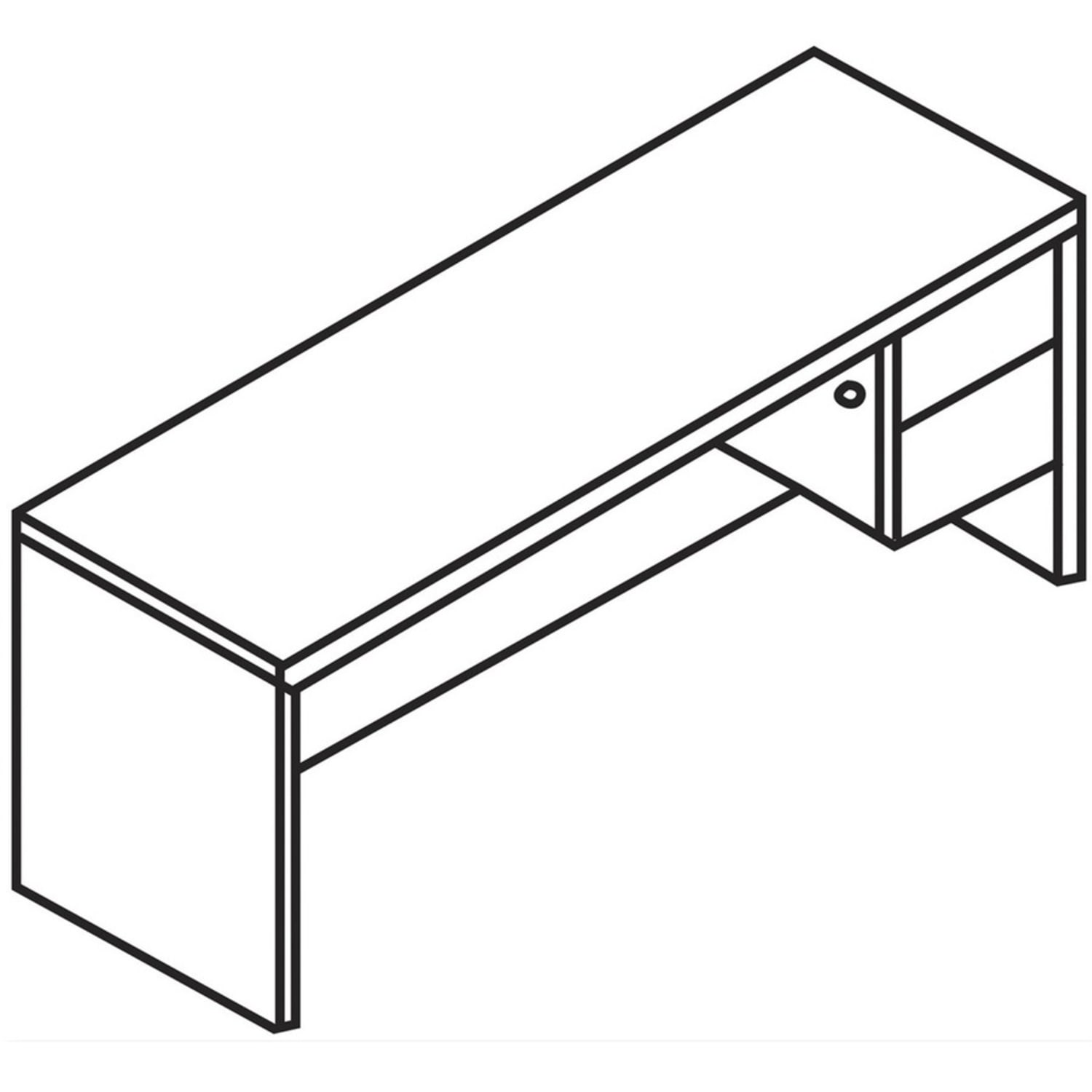 HON 10500 72inW Single-Pedestal Computer Desk Credenza With Pedestal On Right, Mahogany - Image 6