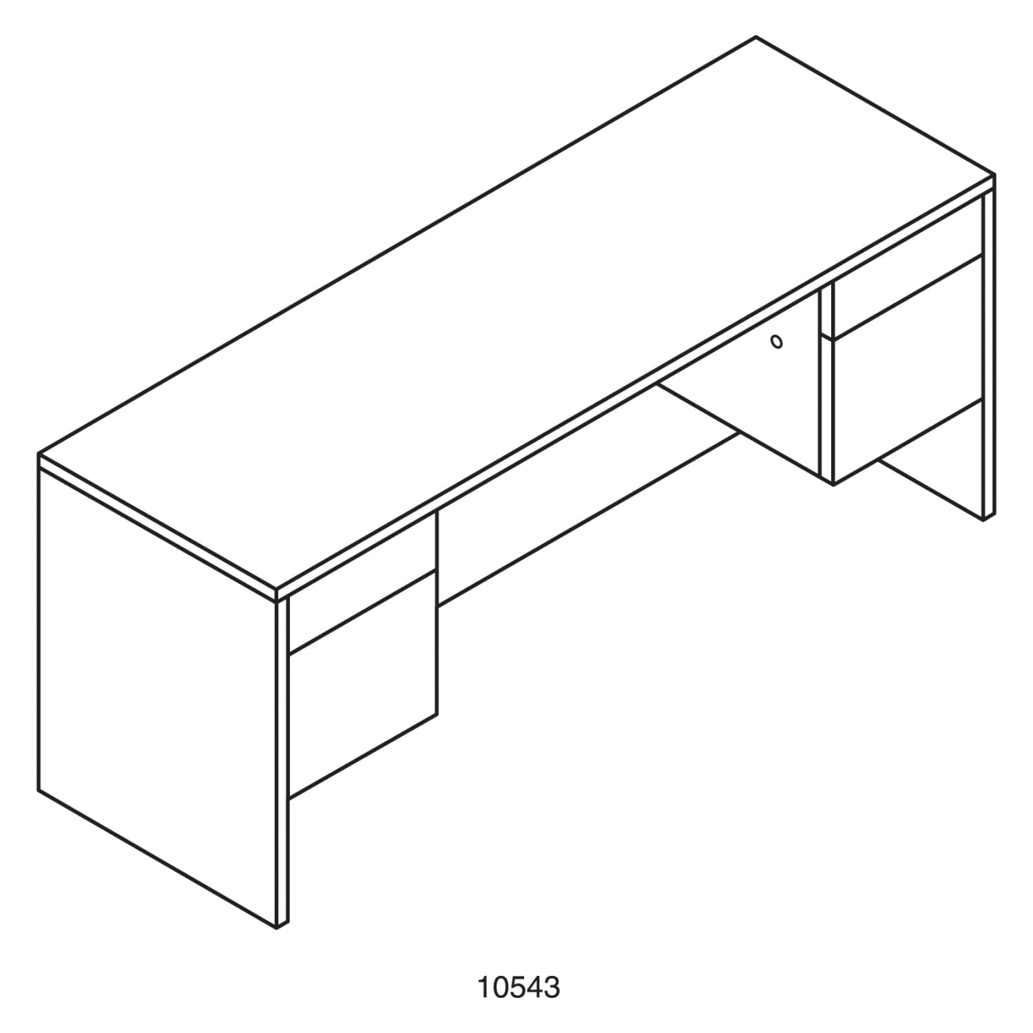 HON 10500 72inW Kneespace Computer Desk Credenza, Mahogany - Image 3
