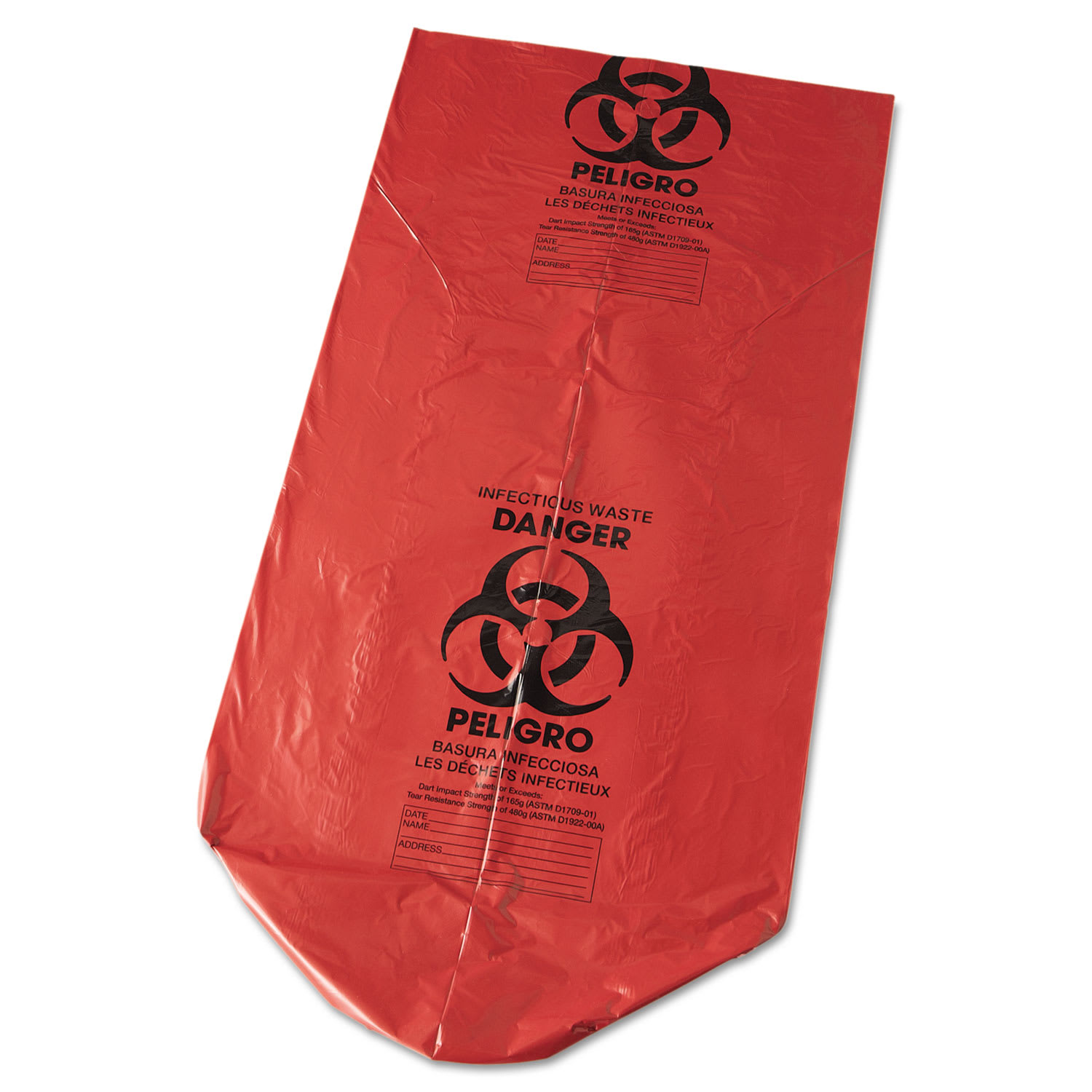 Inteplast Group Low-Density Commercial Can Liners, Infectious Waste Biohazard, 45 gal, 1.3 mil, 40in x 46in, Red, Interleaved, 20/RL, 5 RL/CT - Image 3