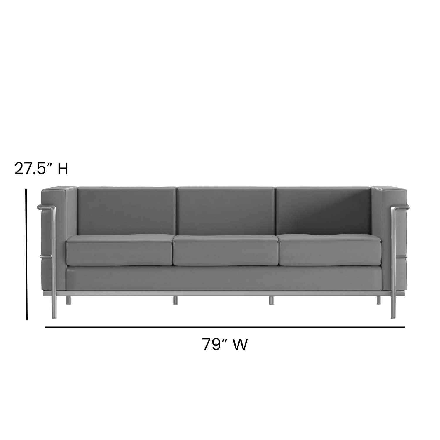 Flash Furniture HERCULES Regal Series Contemporary Leathersoft Sofa with Double Bar Encasing Frame Gray PopularChairscom