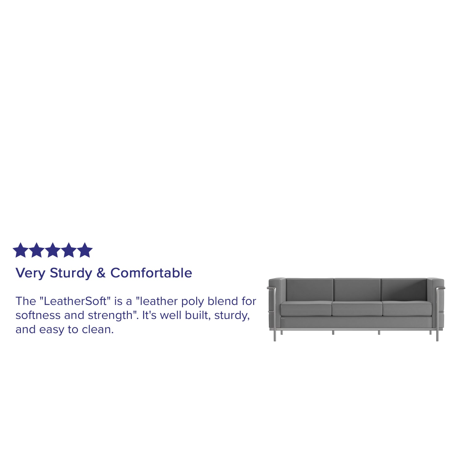 Flash Furniture HERCULES Regal Series Contemporary Leathersoft Sofa with Double Bar Encasing Frame Gray PopularChairscom