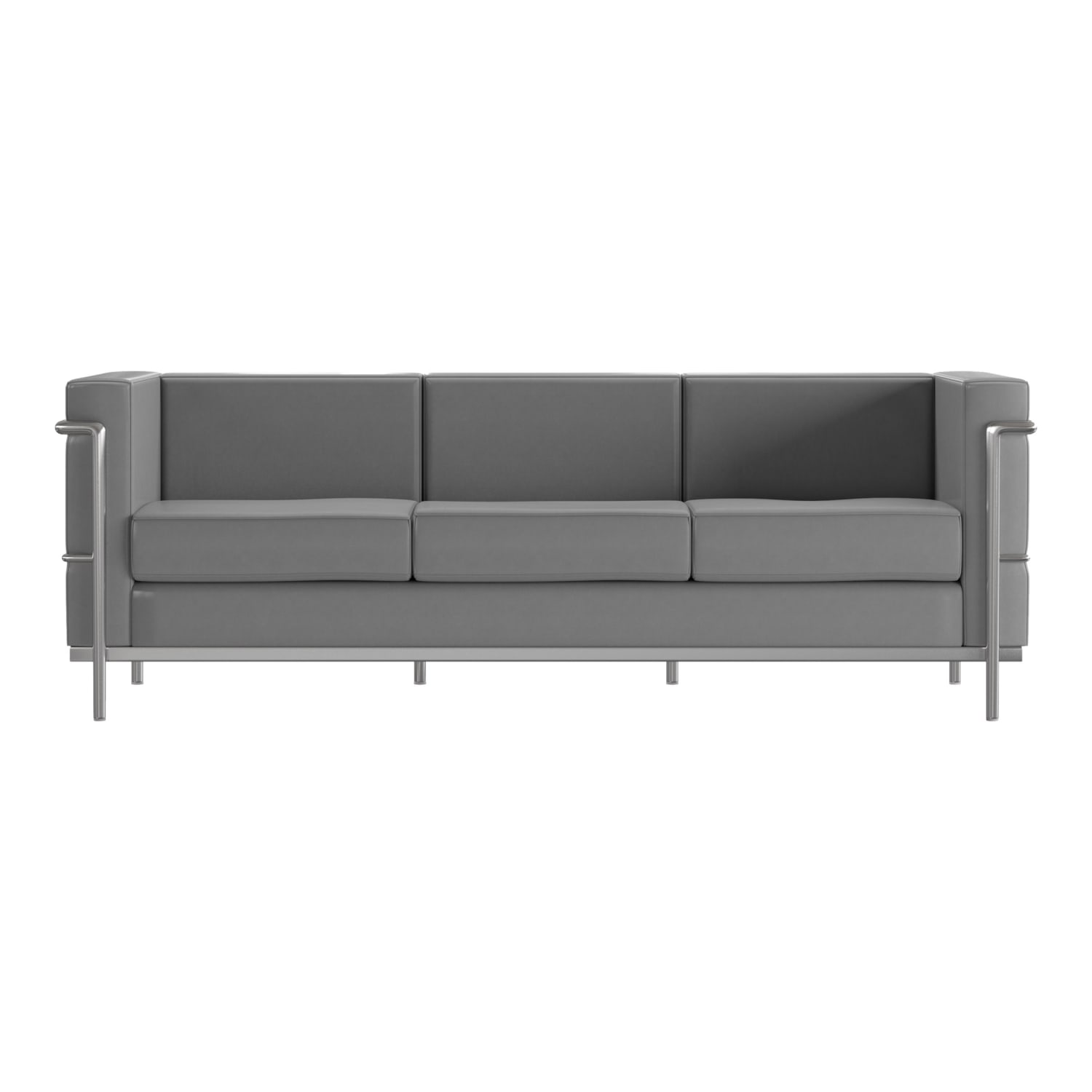 Flash Furniture HERCULES Regal Series Contemporary Leathersoft Sofa with Double Bar Encasing Frame Gray PopularChairscom