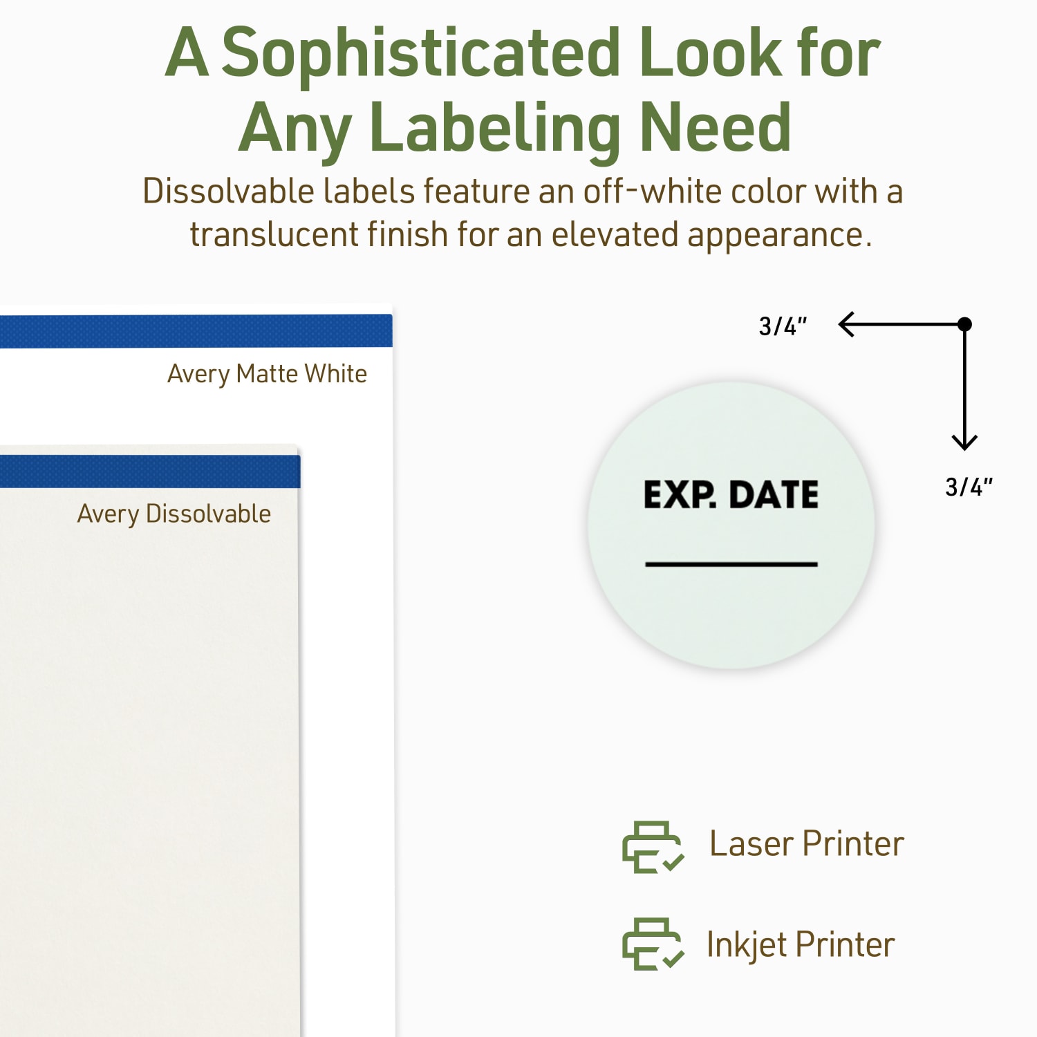 Avery Print-to-the-Edge Dissolvable Labels With Sure Feed Technology, 94504-DWMP25, Round, 3/4in, Matte Off-White, Pack Of 2000 - Image 5