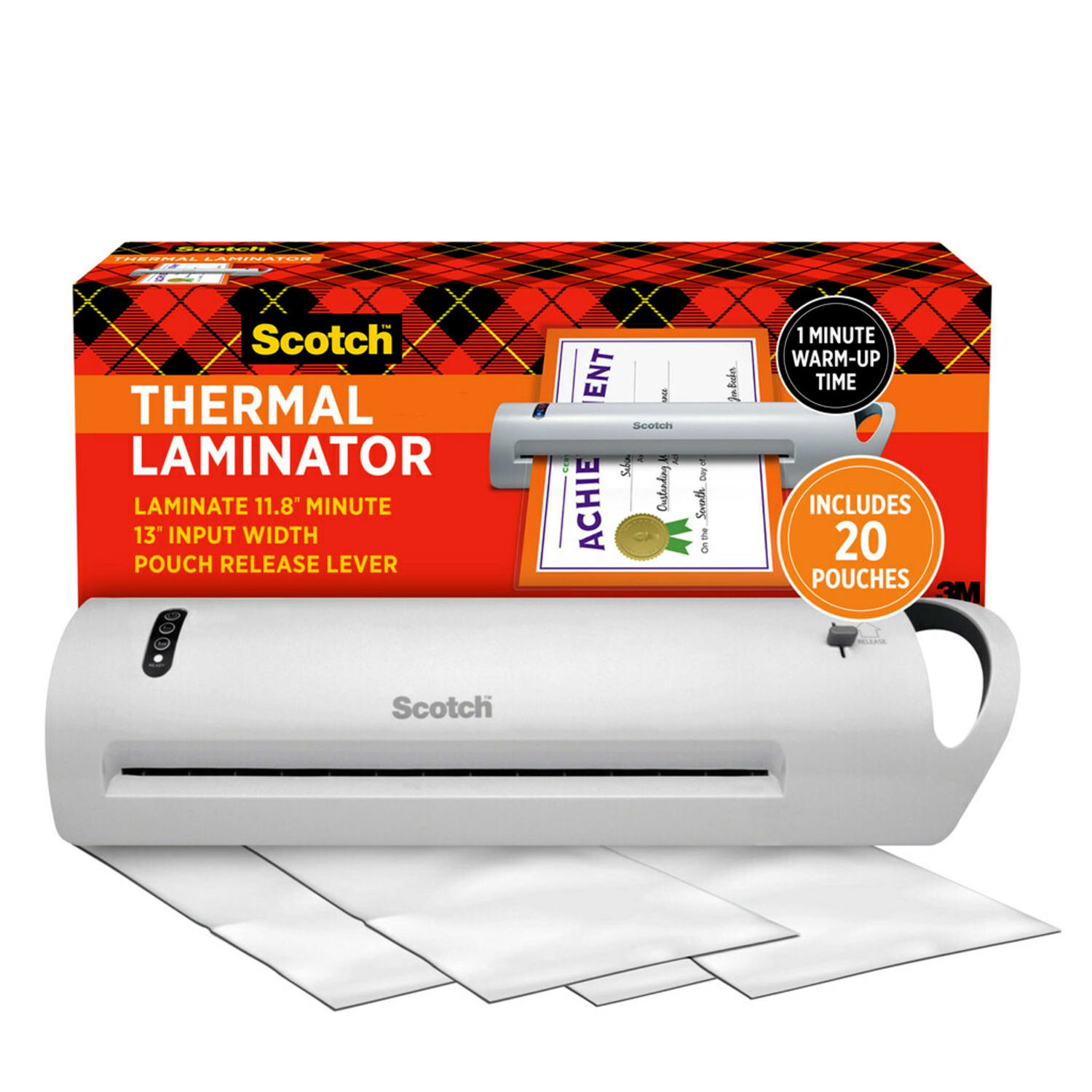 Scotch Thermal Laminator Combo Pack, 1 White Thermal Laminator 13in Wide, 20 Laminating Sheets, Fits Letter Size - Image 3
