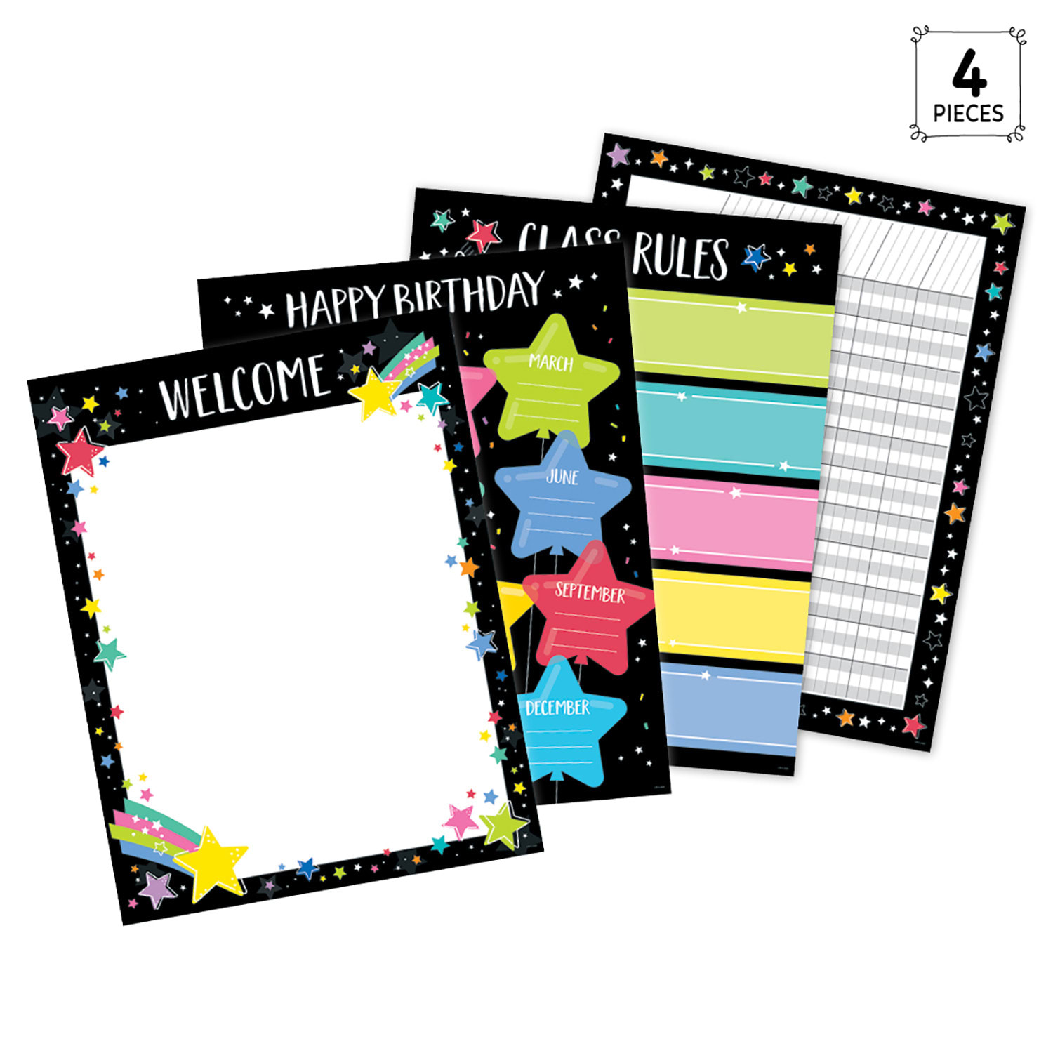 Creative Teaching Press Star Bright Classroom Essentials Charts, 17in x 22in, Multicolor, Pack Of 4 Charts - Image 3