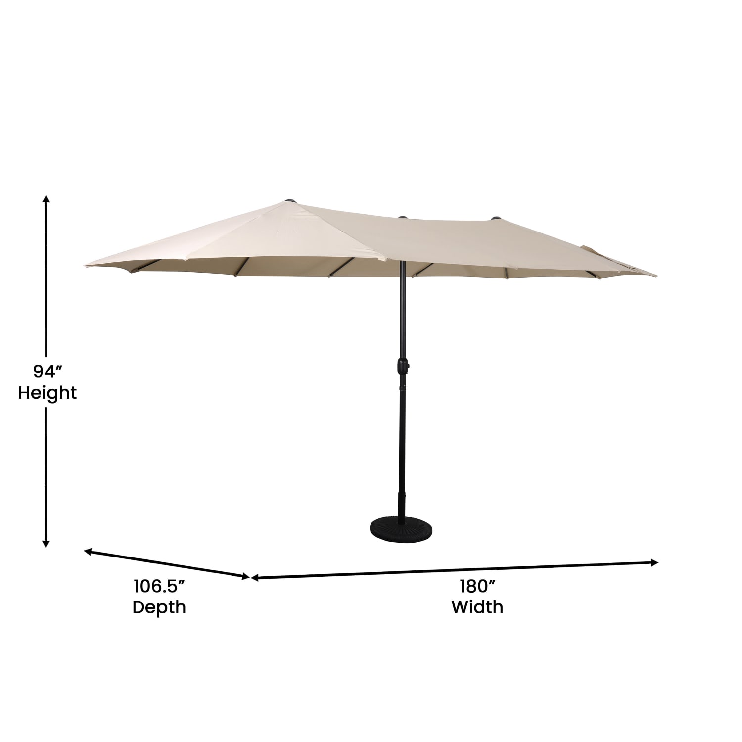 Flash Furniture Elizabeth Commercial Grade 15 FT Triple Head Patio Umbrella with Crank and Easy Lift Functionality, Tan - Image 6