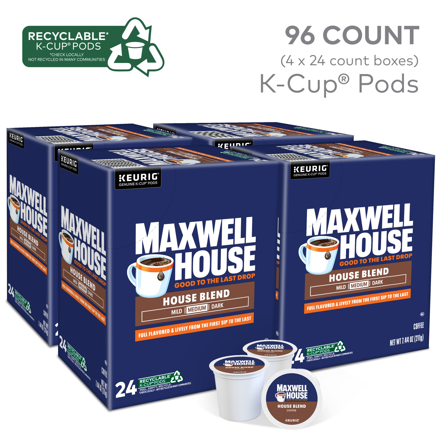 Maxwell House House Blend Coffee Keurig Single Serve K-Cup Pods, 24 Pods Per Pack, Case Of 4 Packs - Image 3