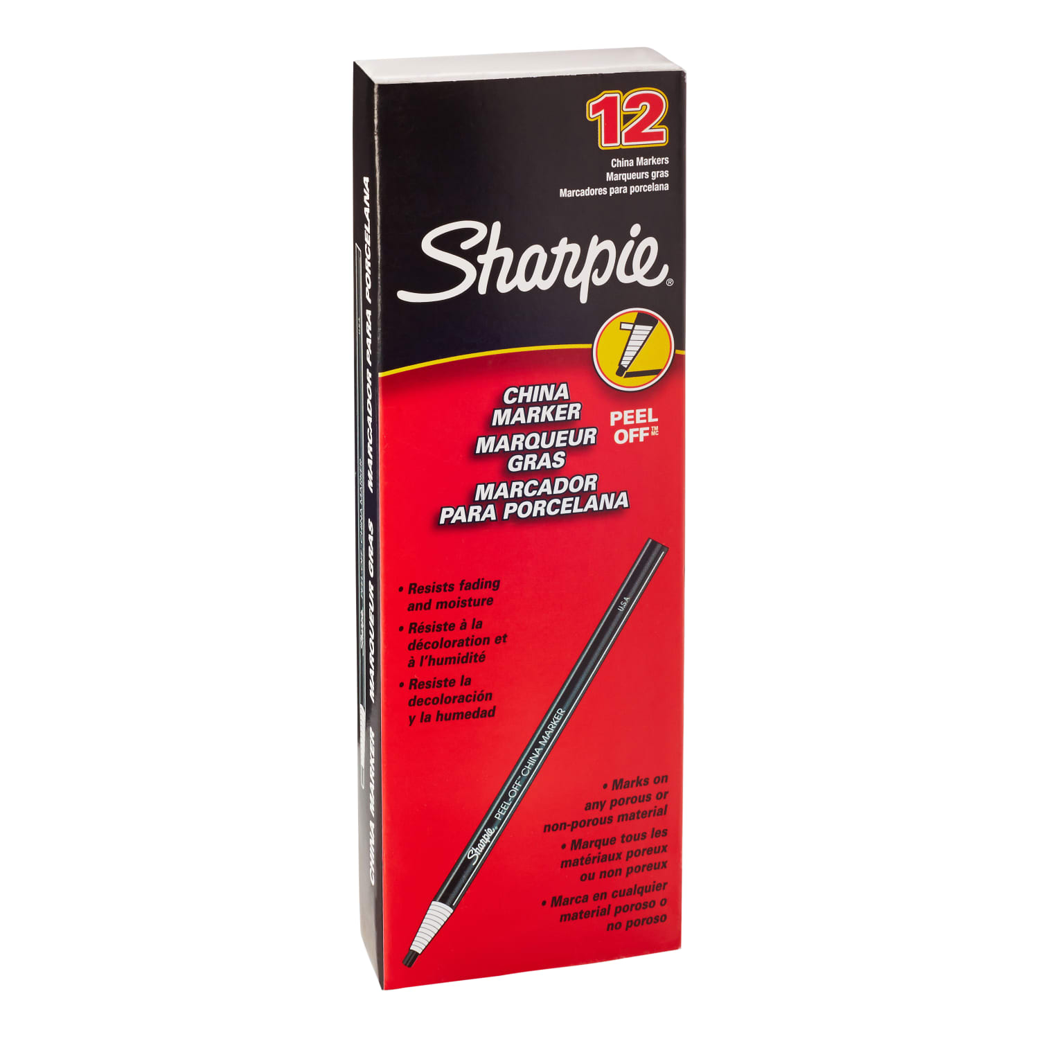 Sharpie Peel-Off China Markers, Black, Box Of 12 - Image 4