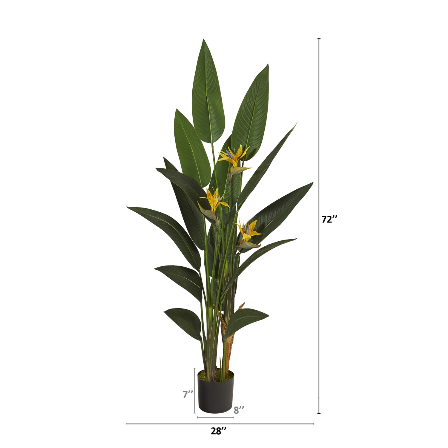 Nearly Natural Bird of Paradise 72inH Artificial Plant With Planter, 72inH x 28inW x 28inD, Green/Black - Image 3