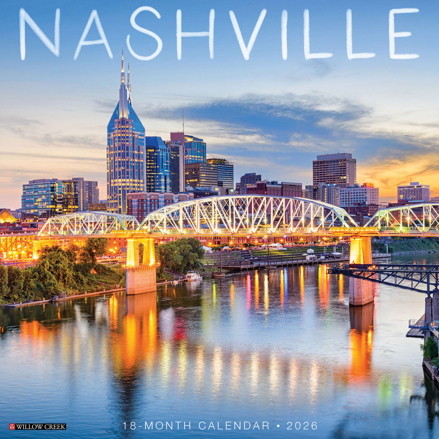 2026 Willow Creek Press Scenic Monthly Wall Calendar, 12in x 12in, Nashville, January To December, 55991