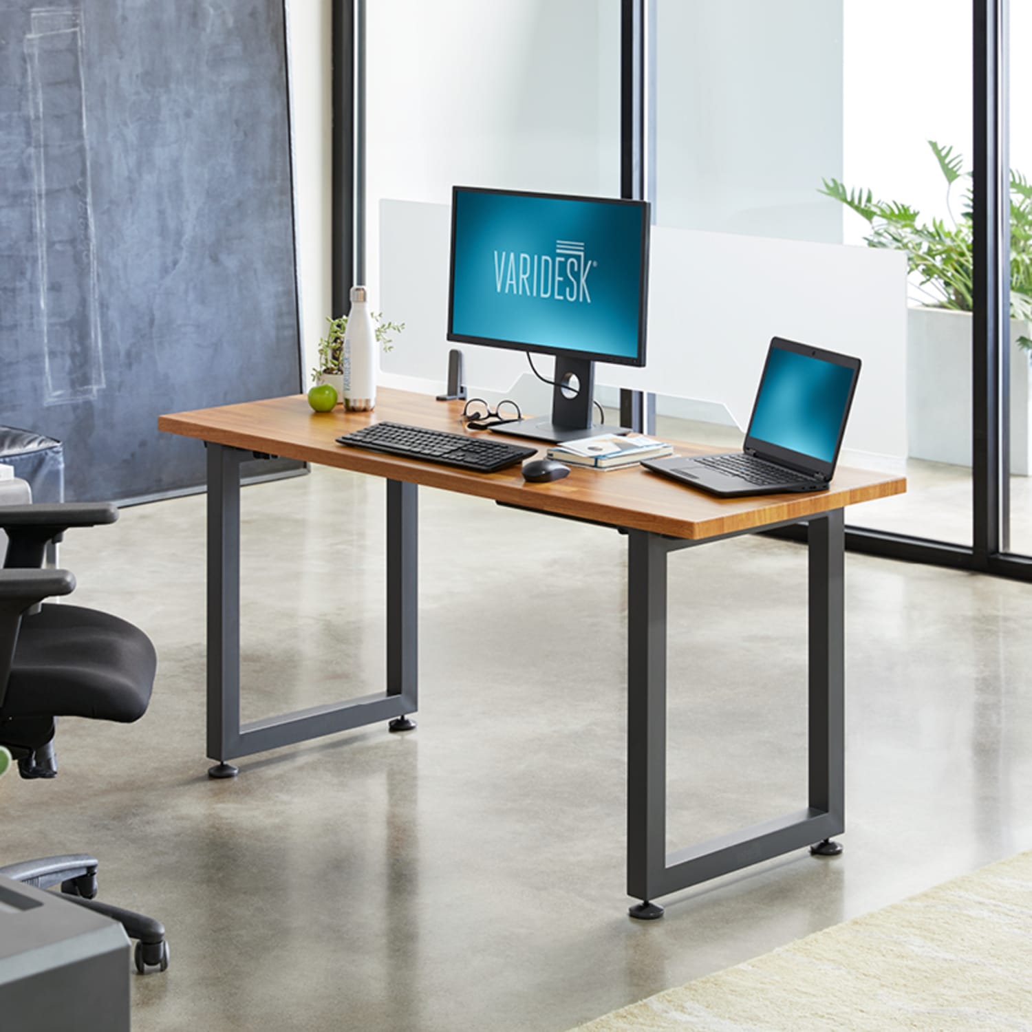Vari Table 60inW Computer Desk, Butcher Block - Image 3